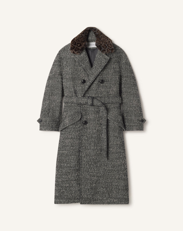 Lanvin Loose-Fit Trench Coat in Textured Wool