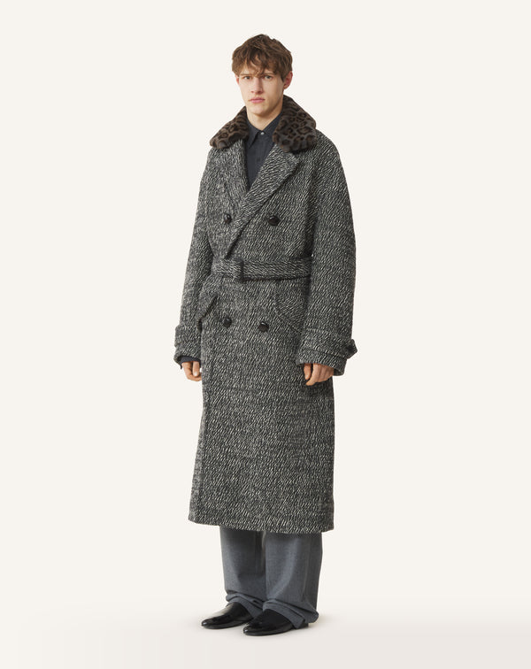 Lanvin Loose-Fit Trench Coat in Textured Wool — photo 3