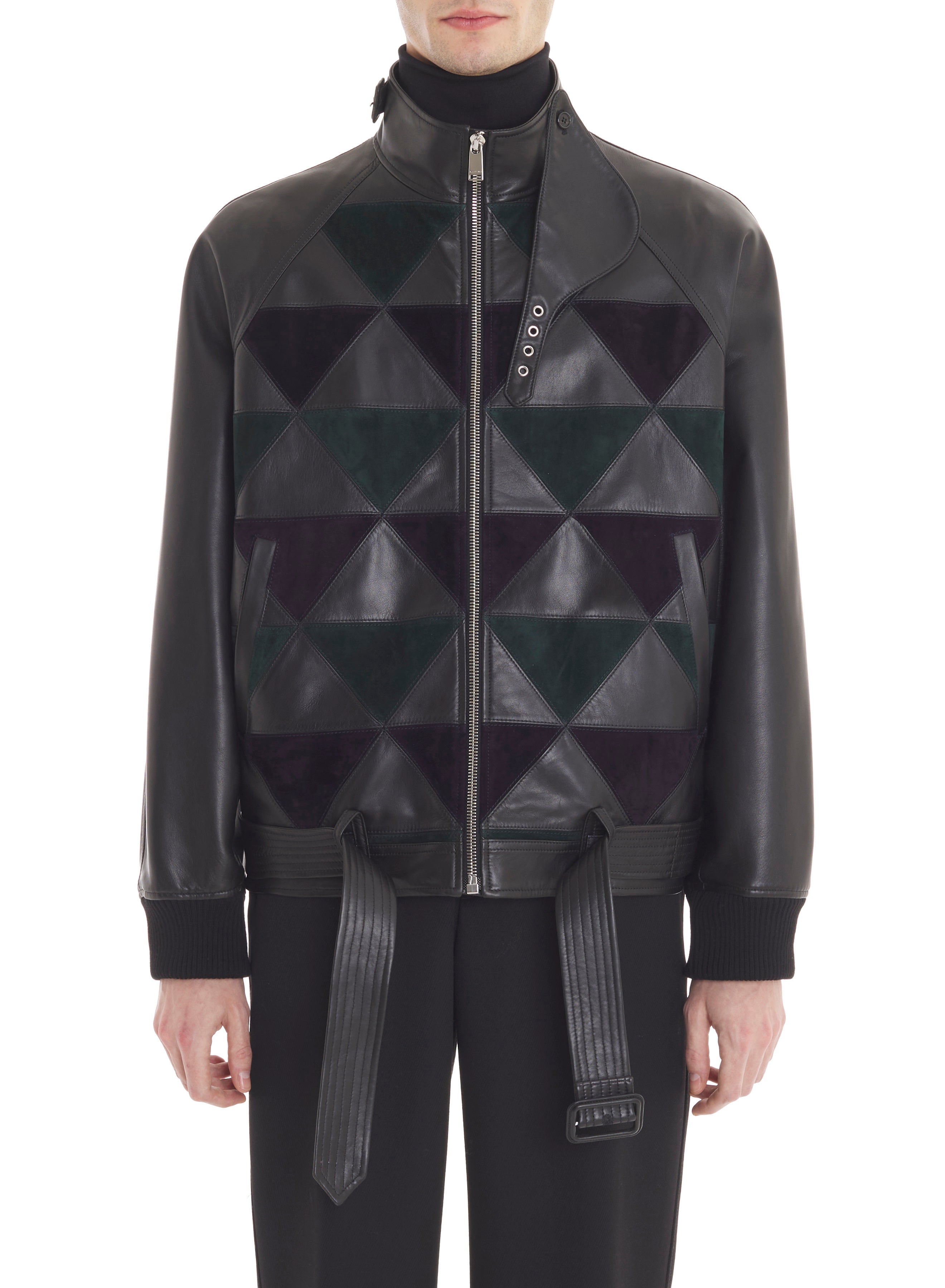 INTARSIA LEATHER BLOUSON