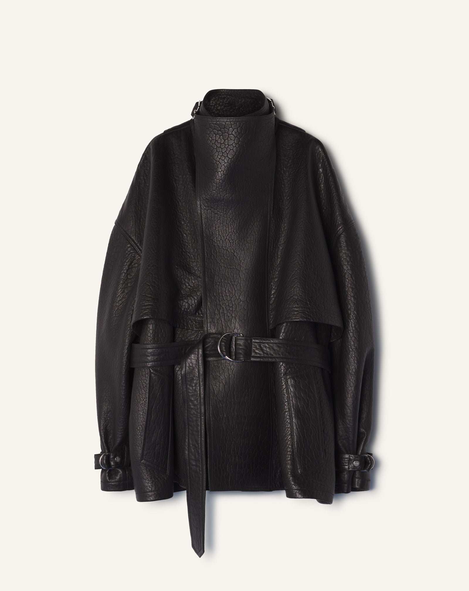 STAND COLLAR LEATHER JACKET