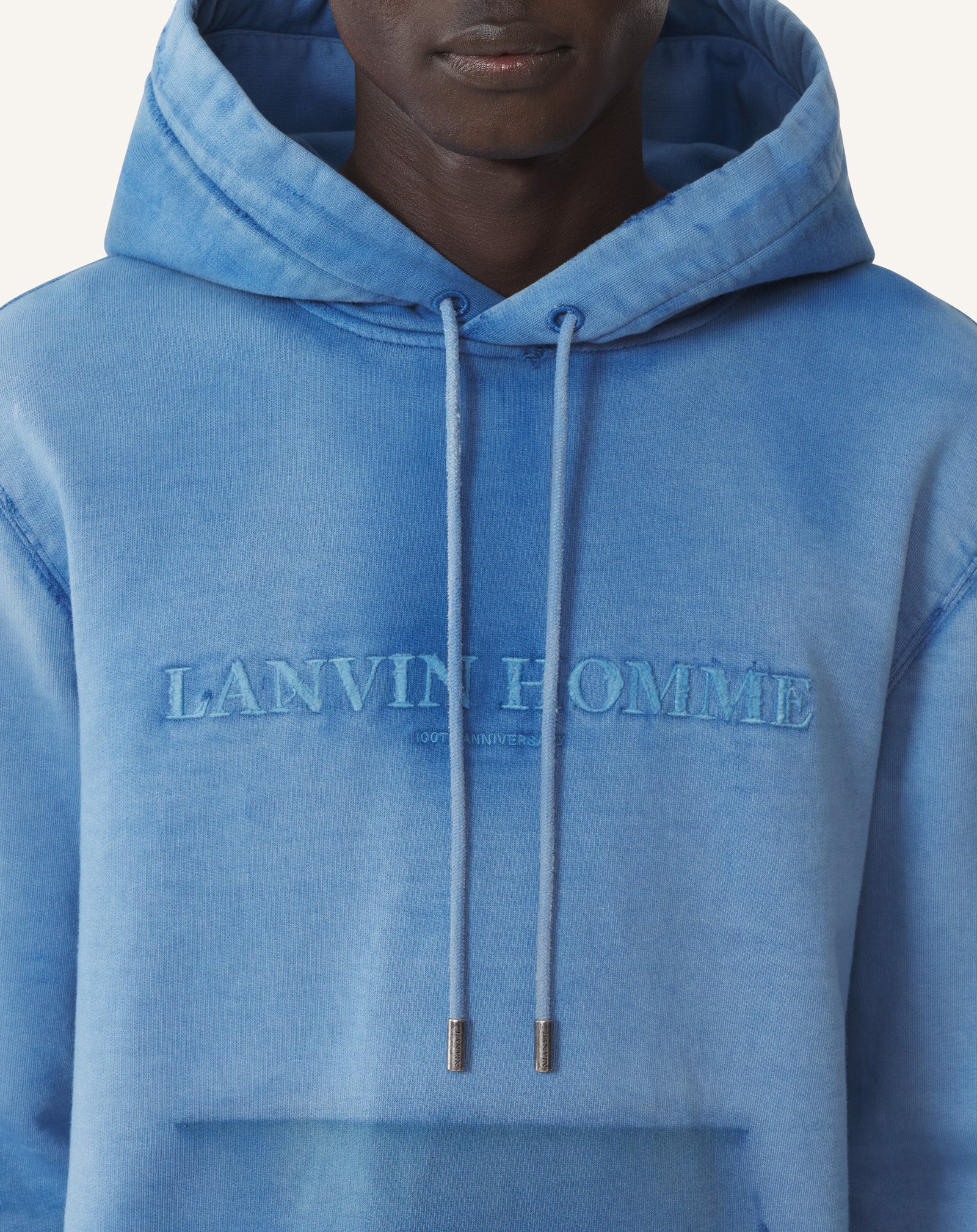 BLUE CENTENARY WORN EFFECT HOODIE