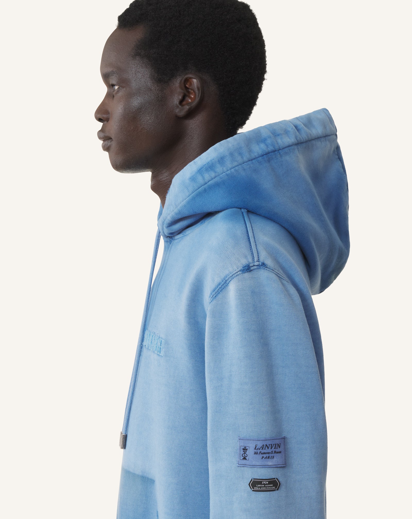 BLUE CENTENARY WORN EFFECT HOODIE