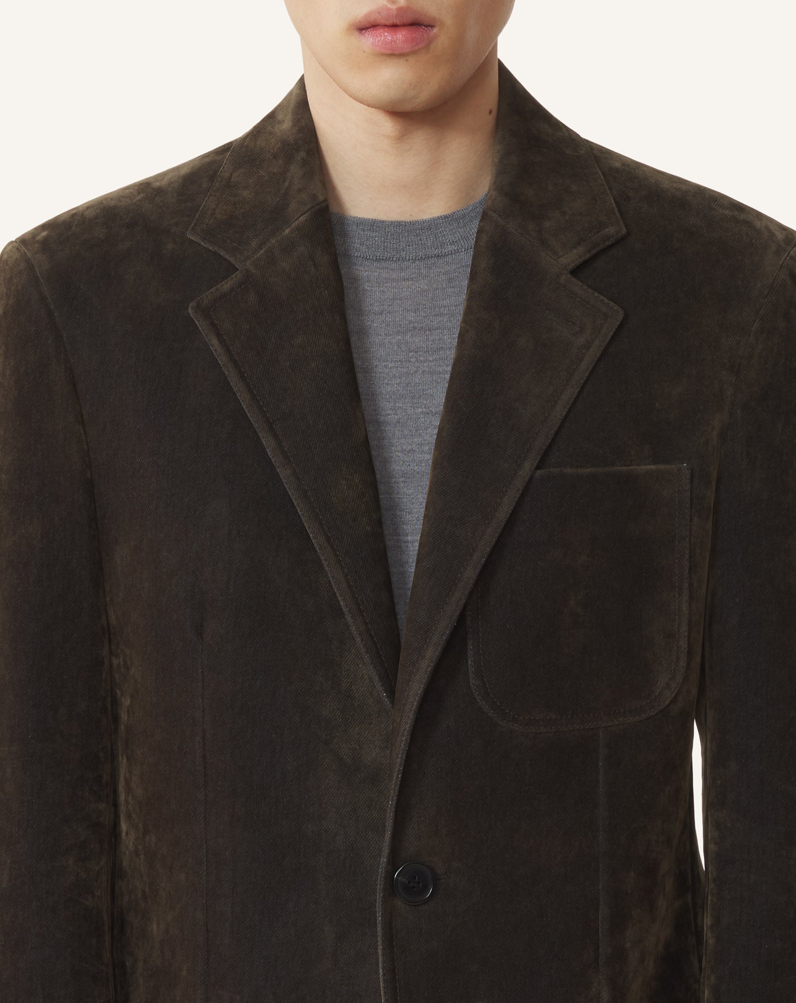 GREEN JACKET IN VELVET DENIM