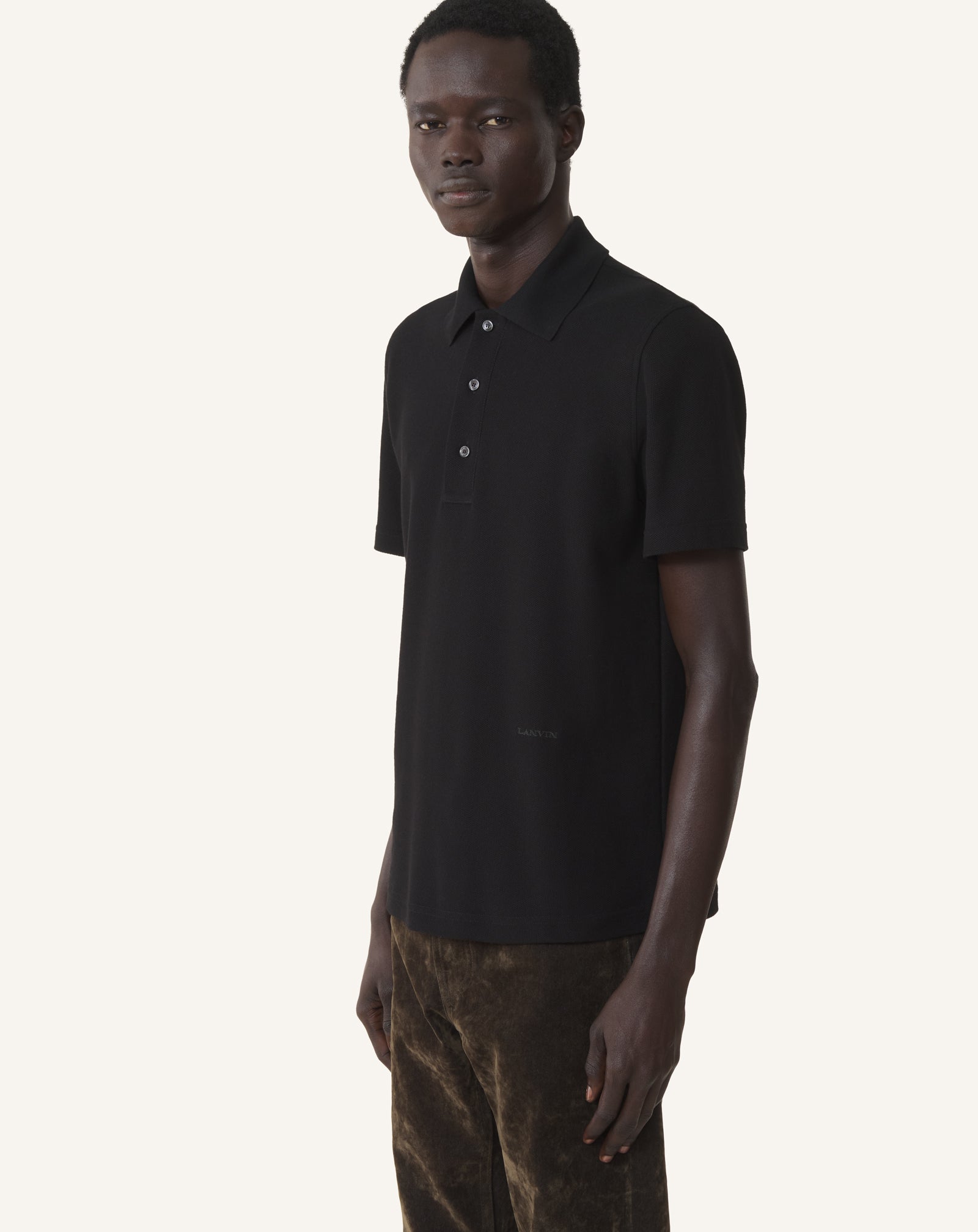 BLACK POLO SHIRT IN PIQUE COTTON