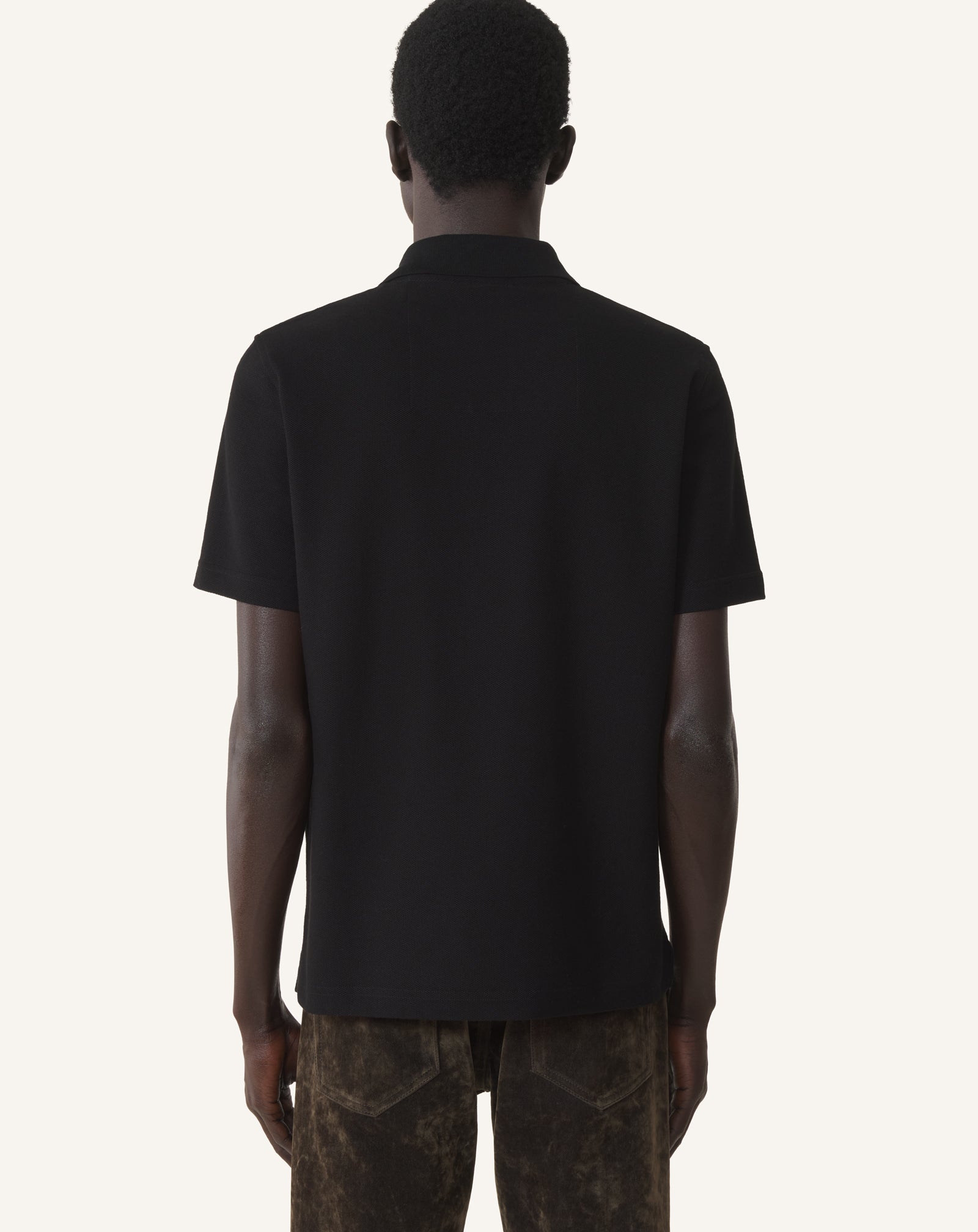 BLACK POLO SHIRT IN PIQUE COTTON