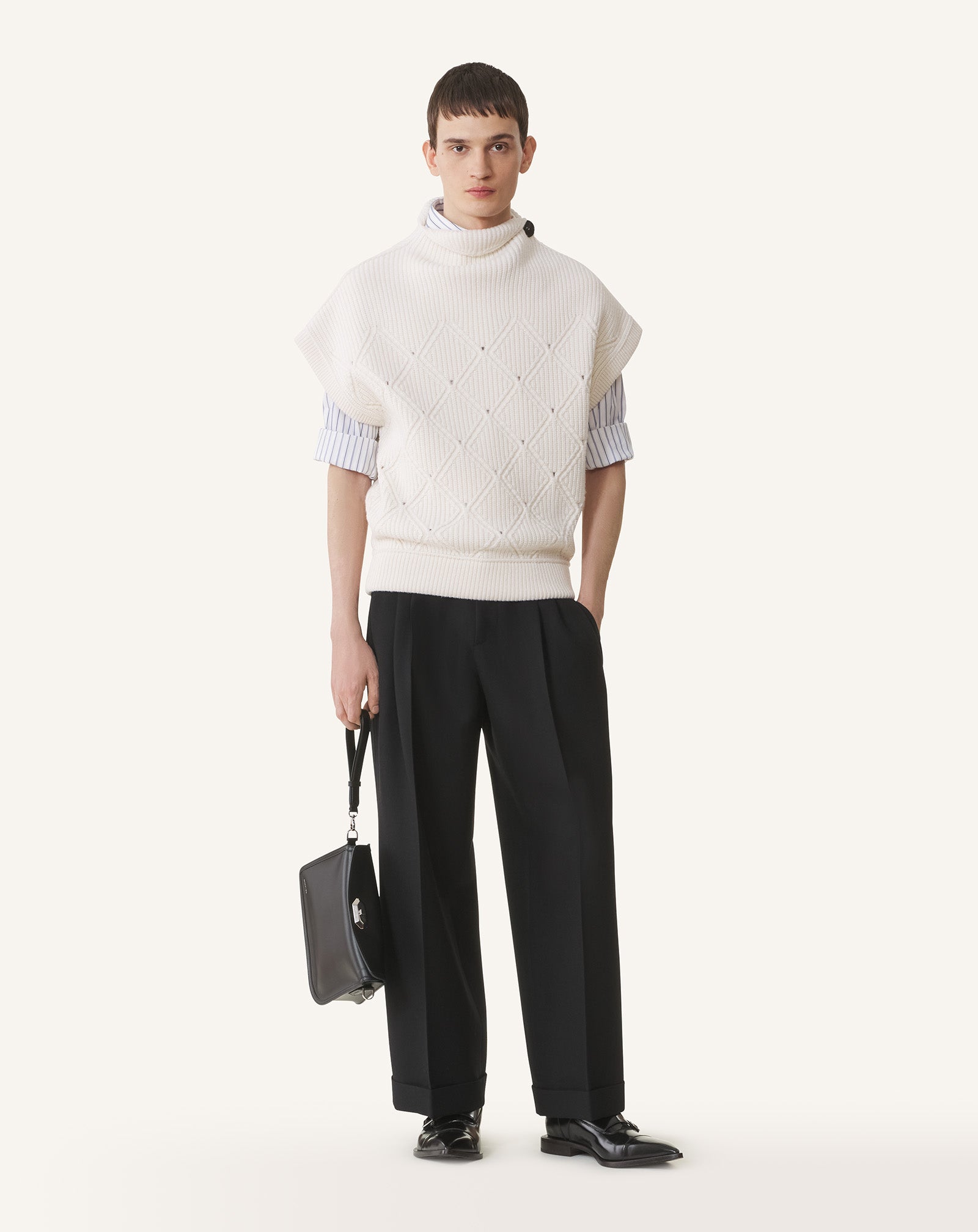 SLEEVELESS DIAMOND DETAIL WOOL SWEATER
