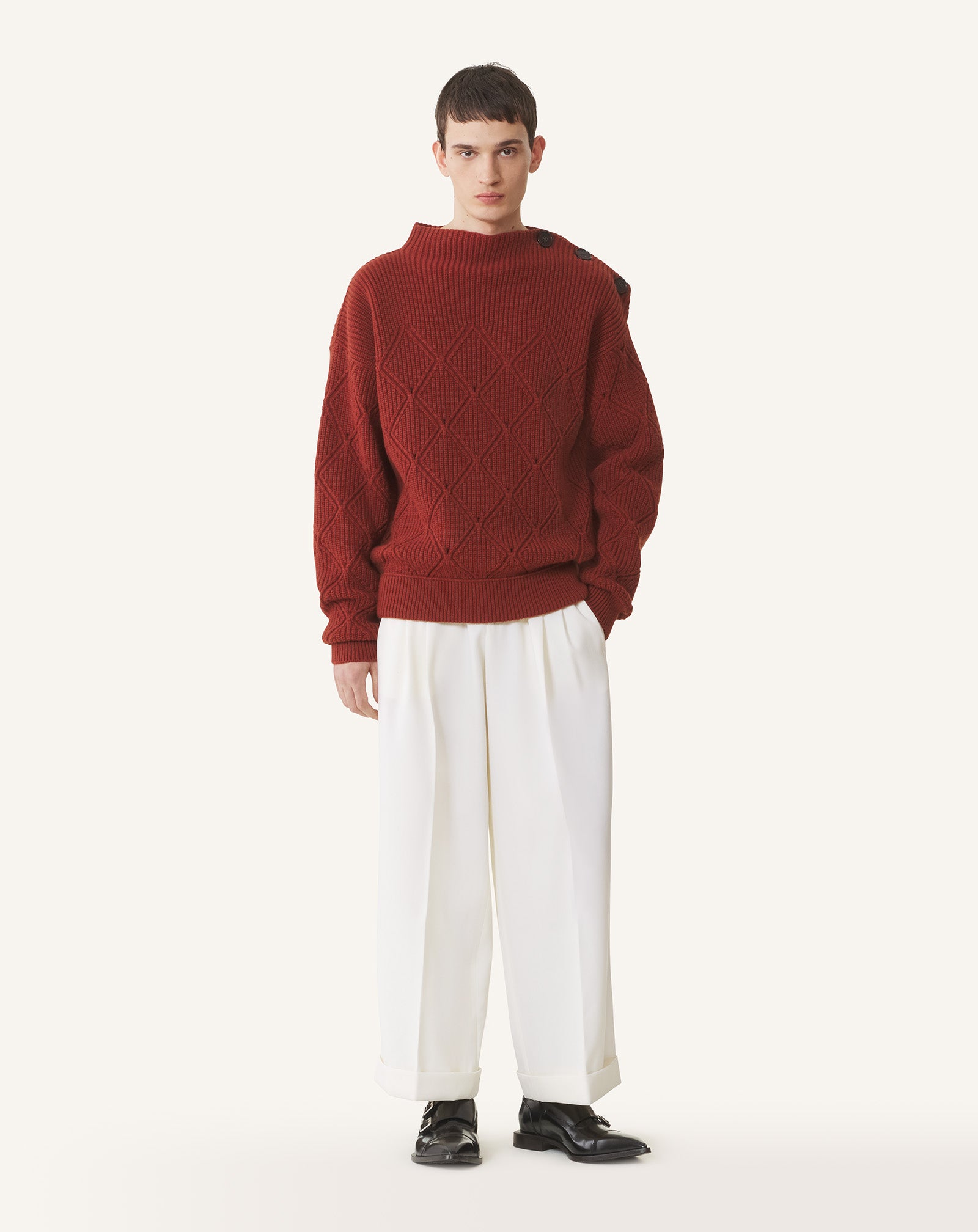 DIAMOND DETAIL WOOL PULLOVER SWEATER
