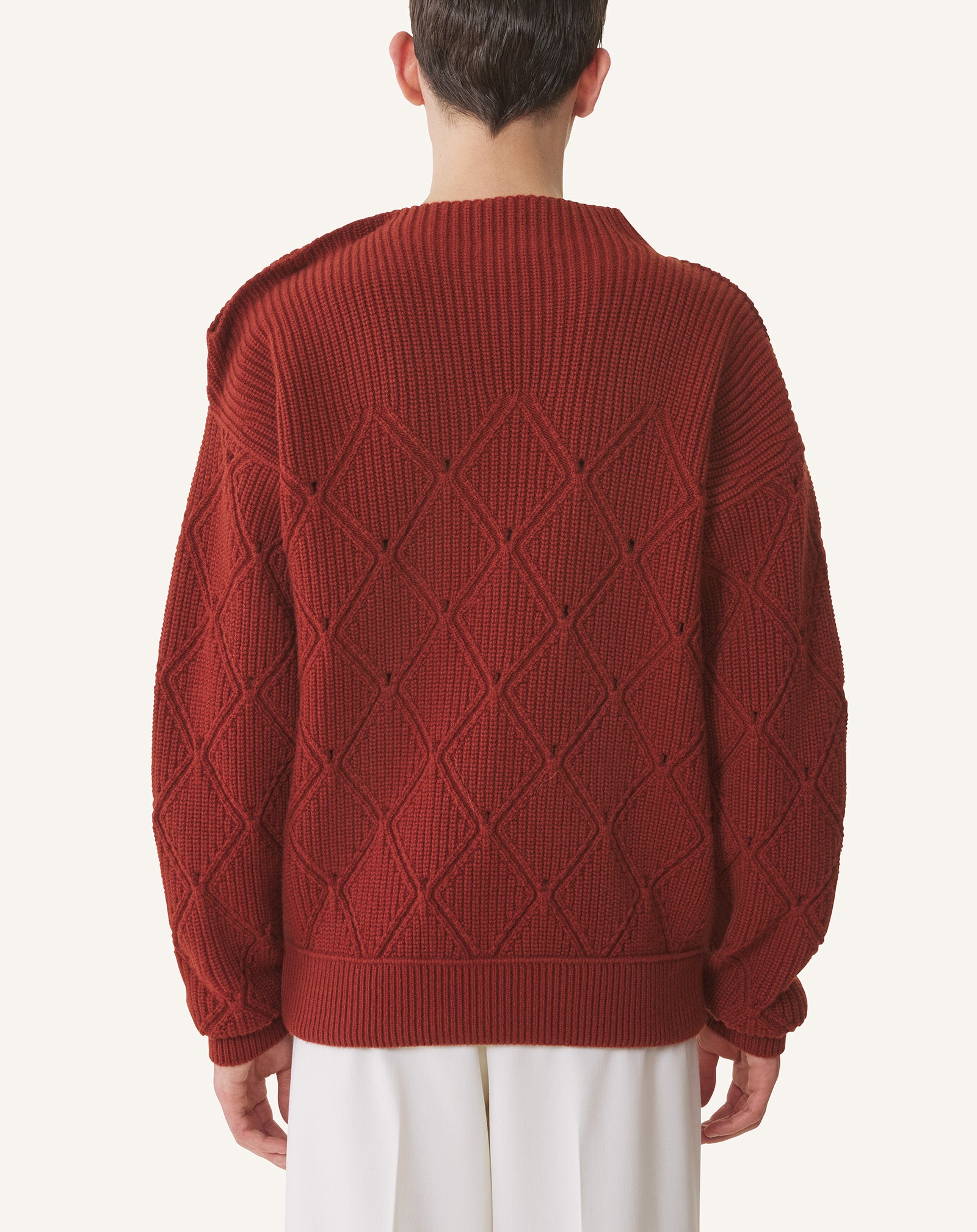 DIAMOND DETAIL WOOL PULLOVER SWEATER
