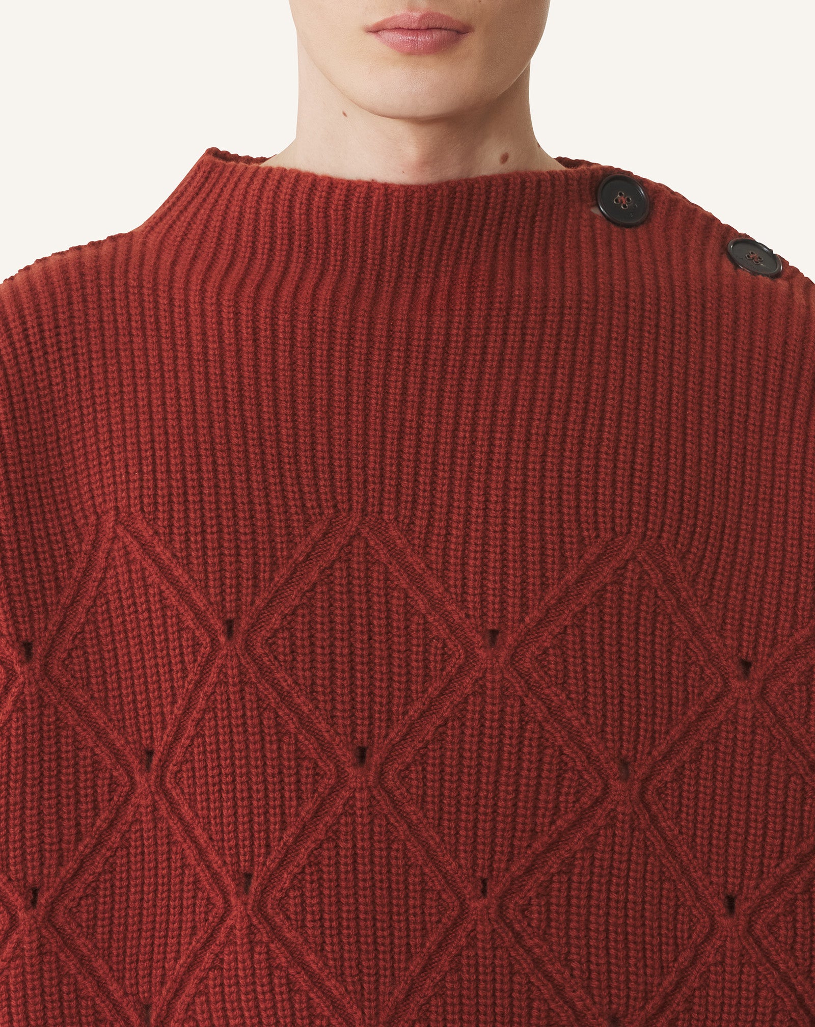 DIAMOND DETAIL WOOL PULLOVER SWEATER