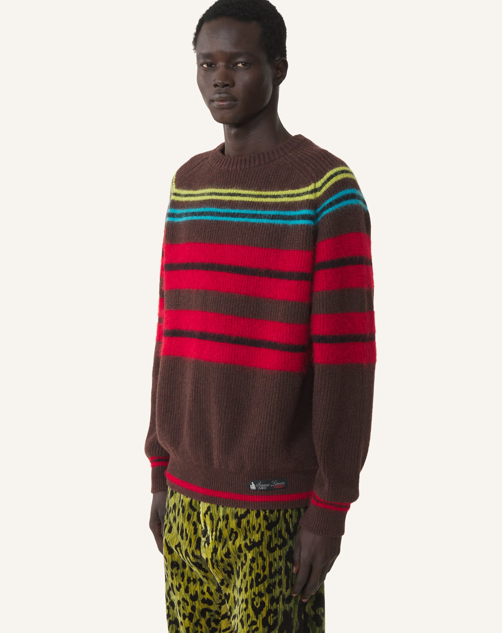 BLACK STRIPED SWEATER IN WOOL AND CASHMERE