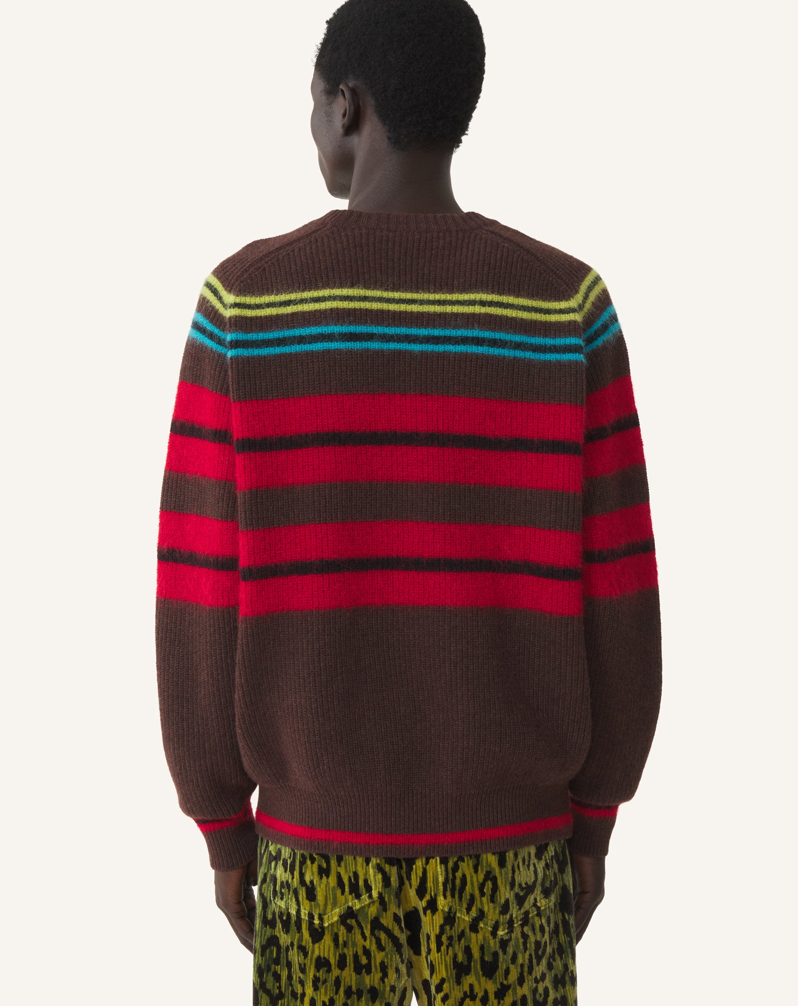 BLACK STRIPED SWEATER IN WOOL AND CASHMERE