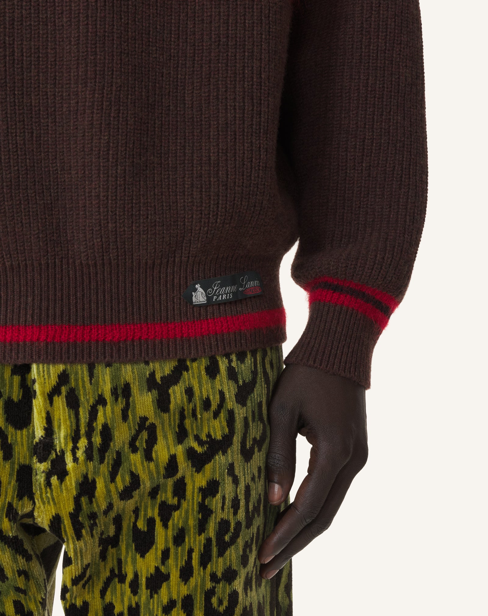 BLACK STRIPED SWEATER IN WOOL AND CASHMERE