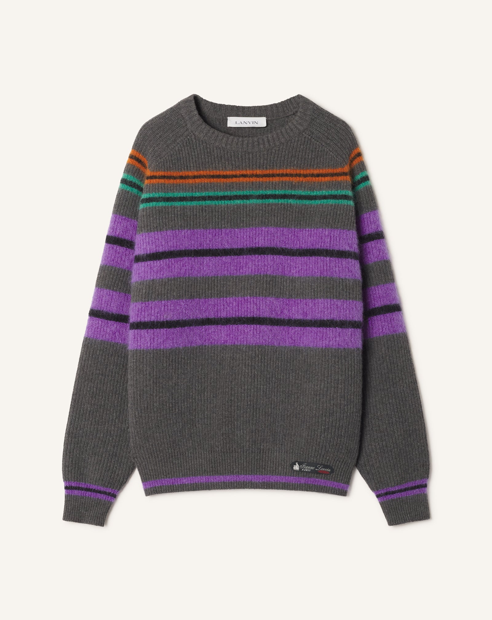 BLACK STRIPED SWEATER IN WOOL AND CASHMERE