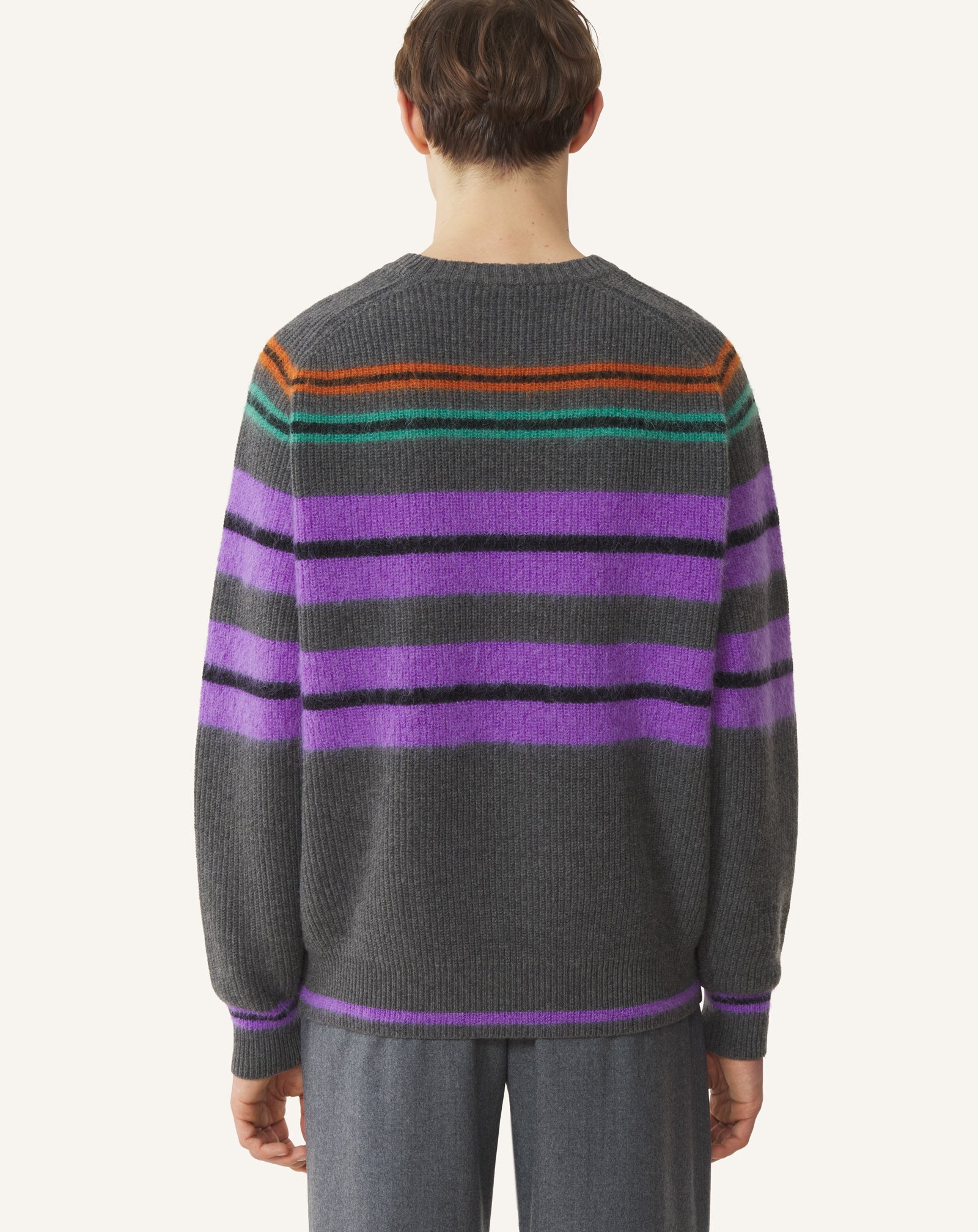 BLACK STRIPED SWEATER IN WOOL AND CASHMERE