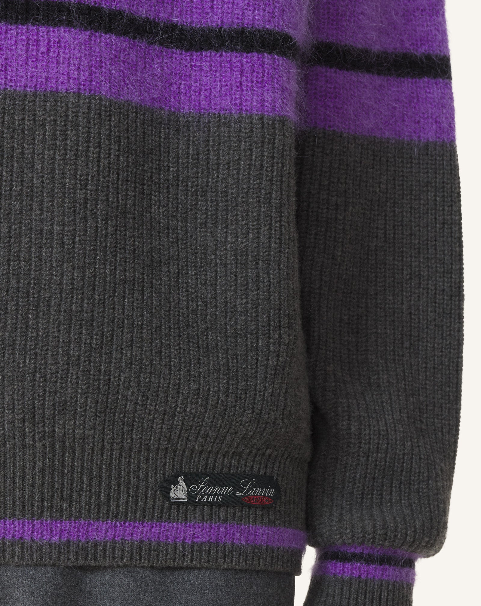 BLACK STRIPED SWEATER IN WOOL AND CASHMERE