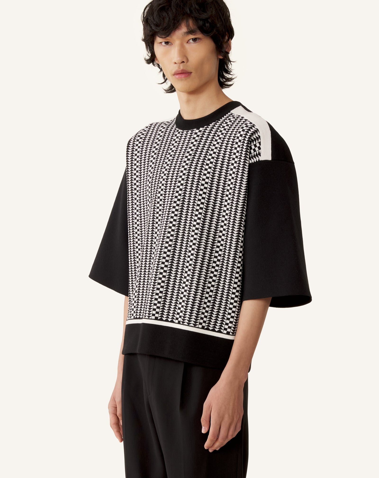 Grey Loose-fit T-shirt In Silk And Cotton Jacquard | Lanvin