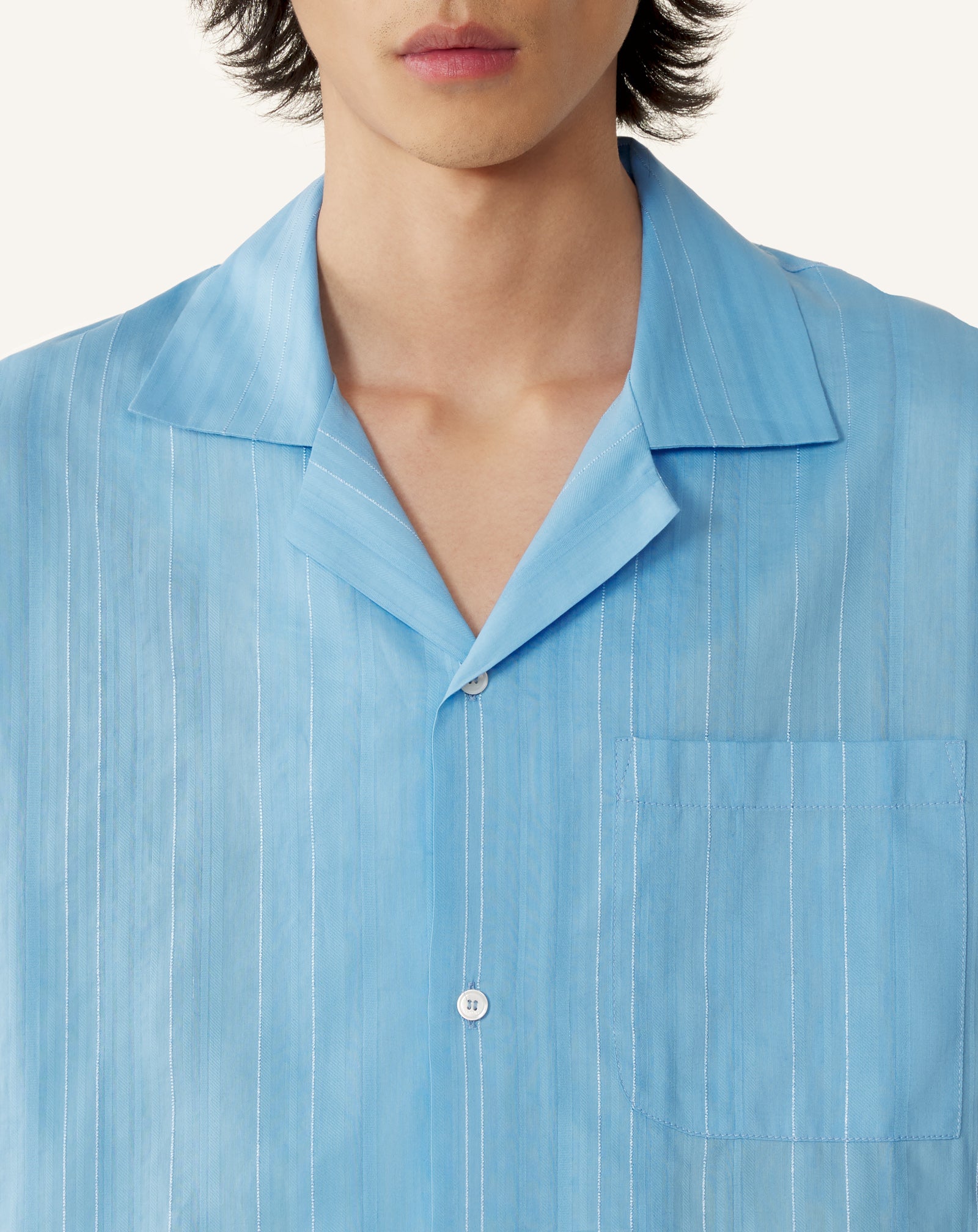 lanvin dress shirt Lanvin - Textured Shirt In Cotton And Silk For Men - Periwinkle