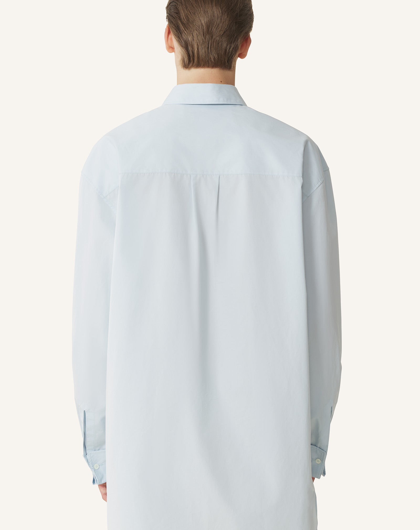 BLUE COTTON POPLIN BIB FRONT SHIRT