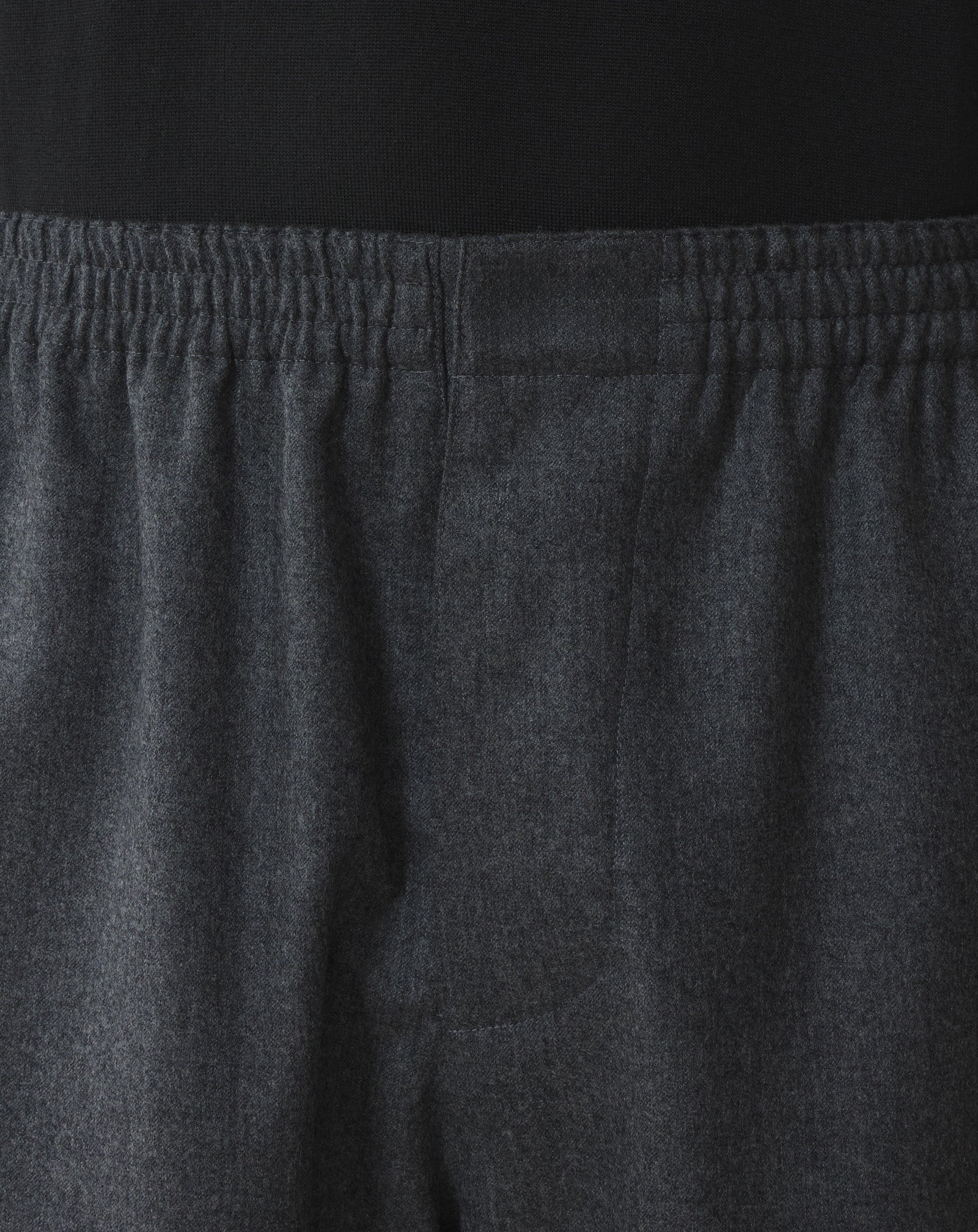 BLACK FLUID WOOL FLANNEL TROUSERS
