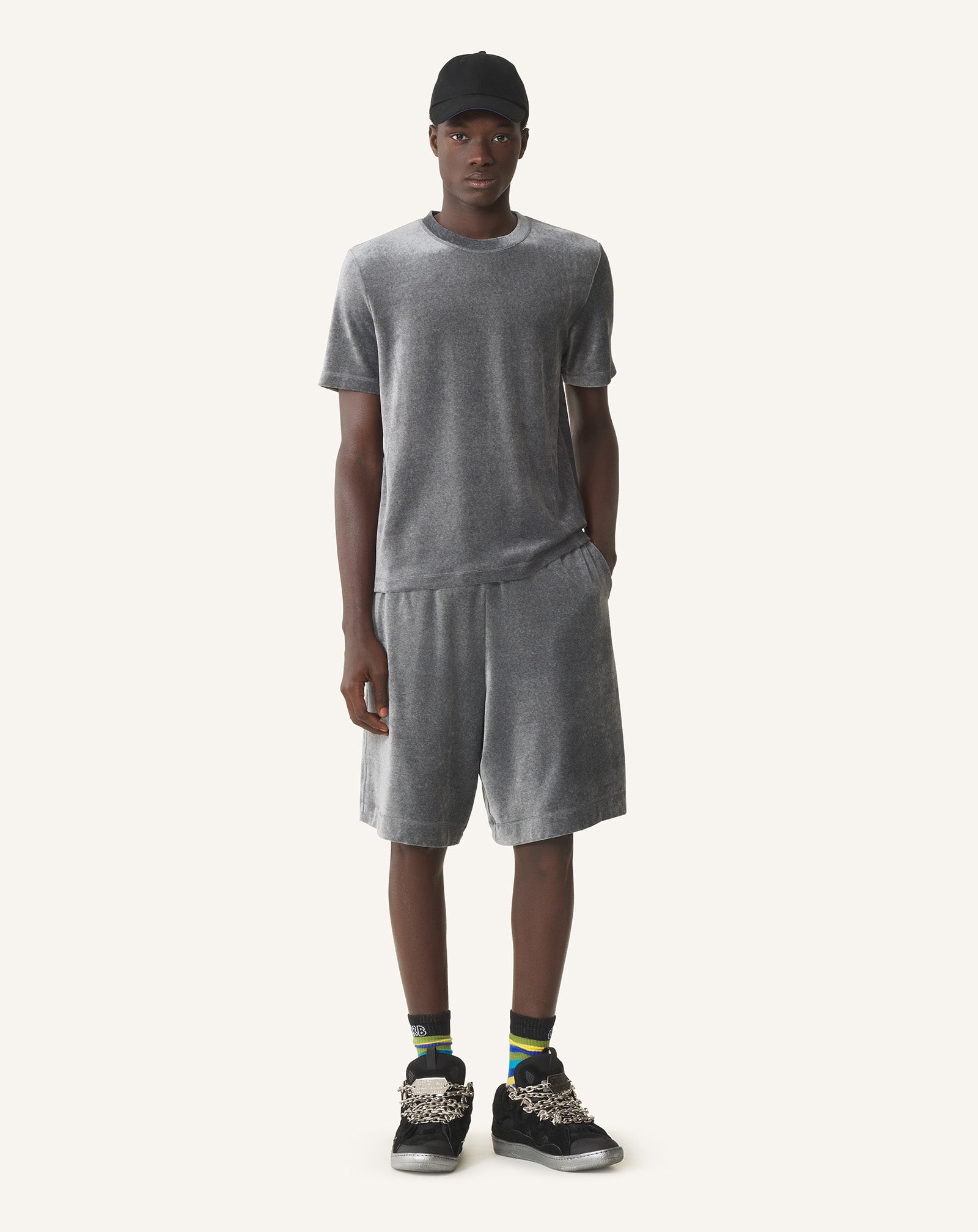 Grey Velvet Bermuda Shorts | Lanvin