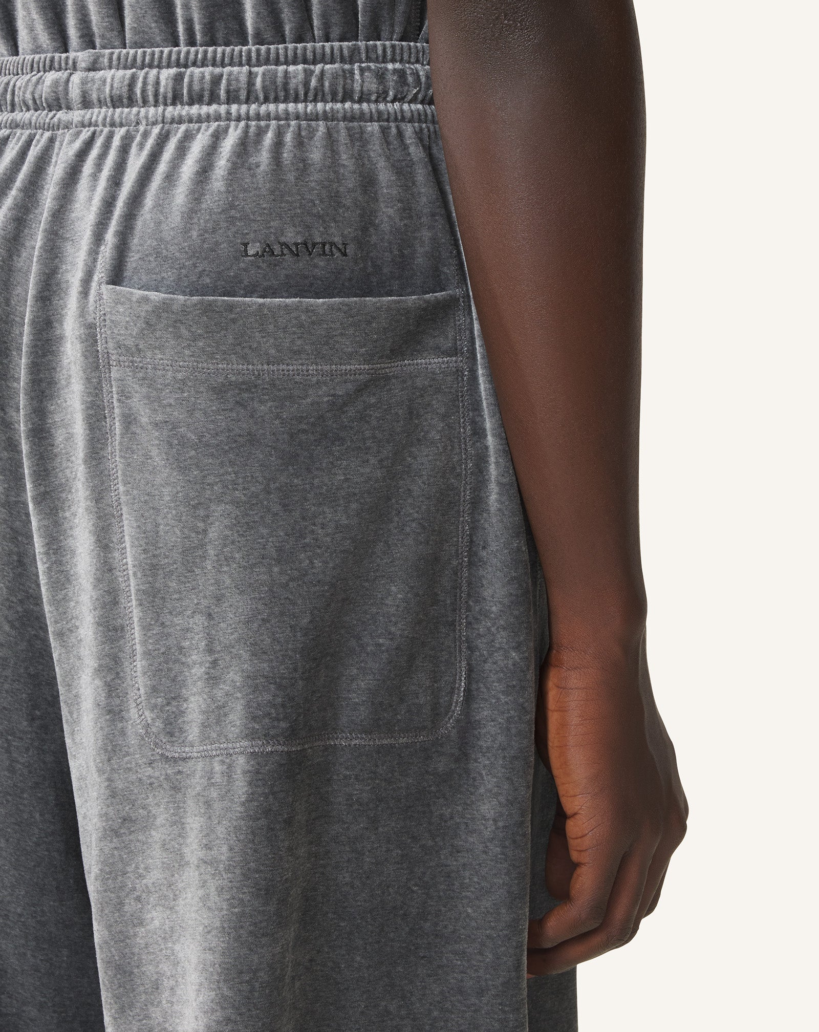 GREY VELVET BERMUDA SHORTS