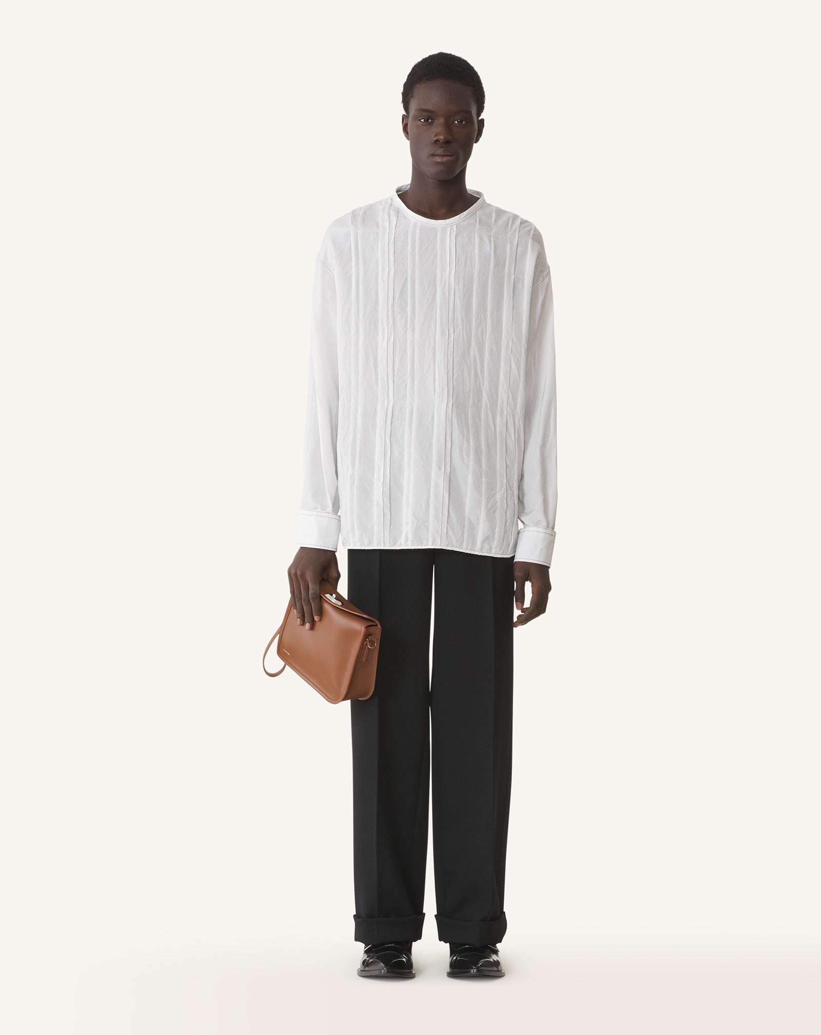 LONG-SLEEVE PLEATED TOP