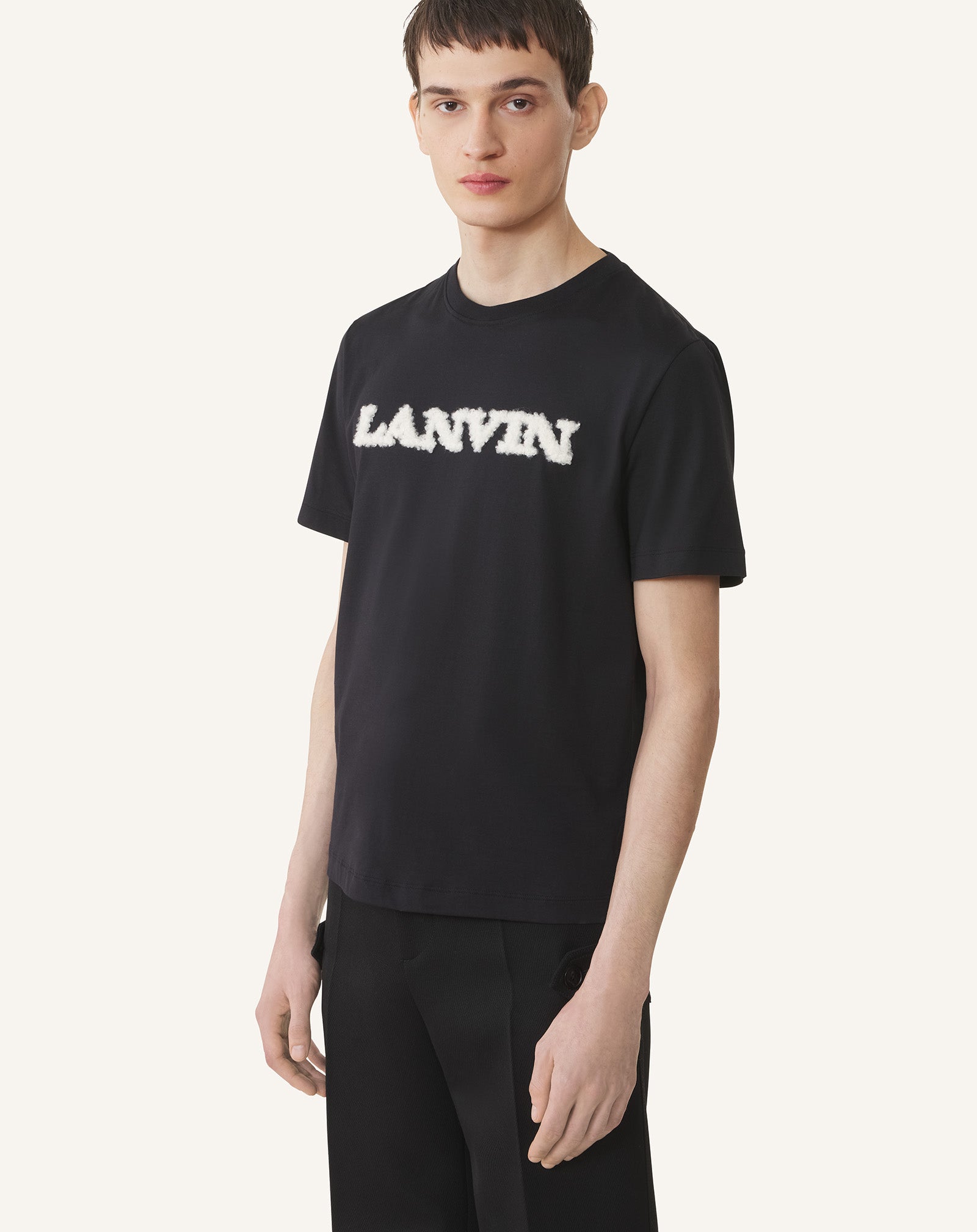 LANVIN SHEARLING DETAIL T-SHIRT