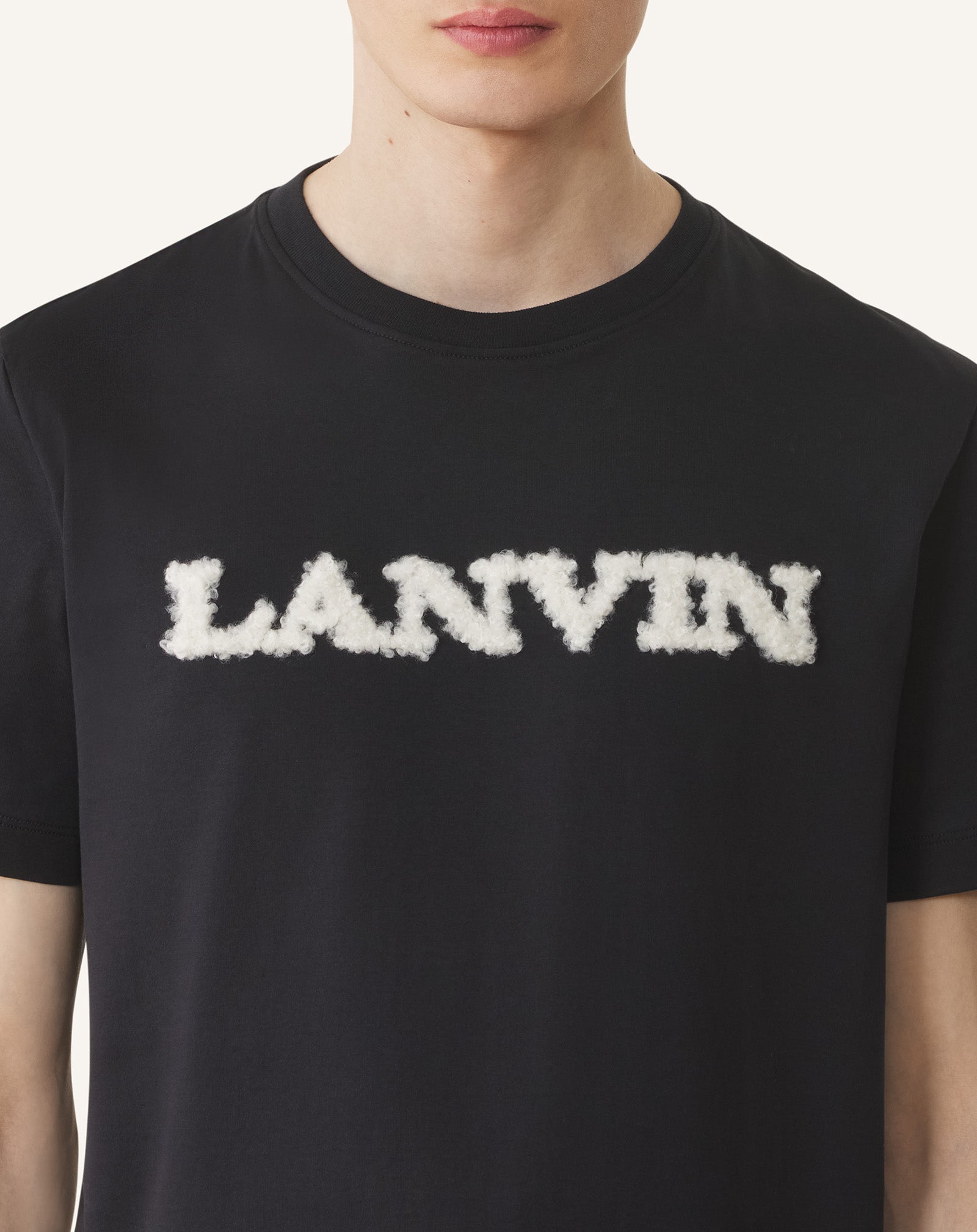 LANVIN SHEARLING DETAIL T-SHIRT