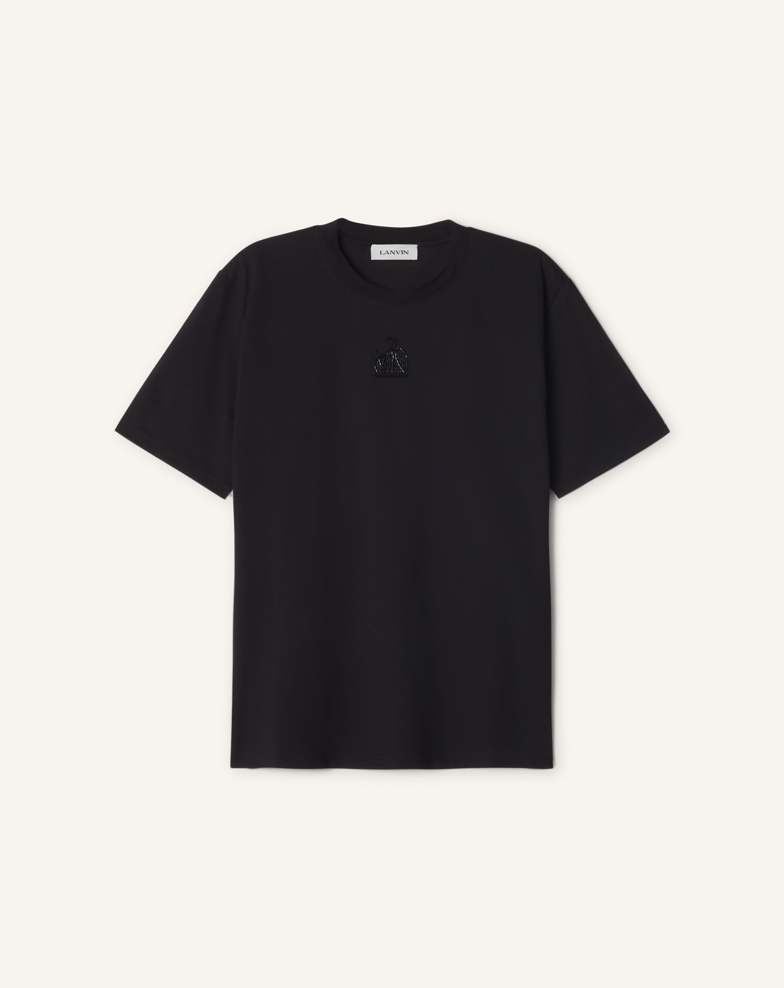 BLACK MOTHER AND DAUGHTER EMBROIDERED COTTON JERSEY T-SHIRT