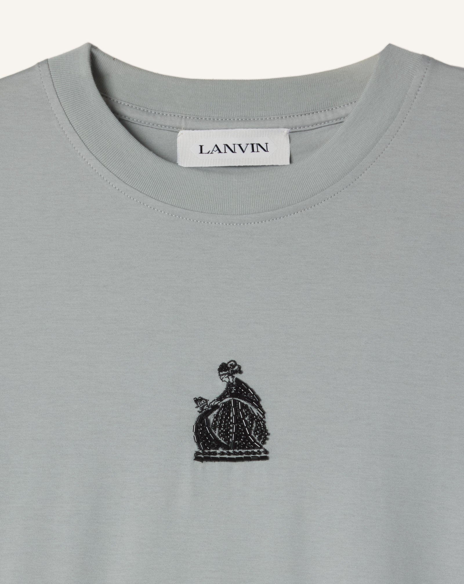 Grey Mother And Child Embroidered Cotton Jersey T-shirt | Lanvin