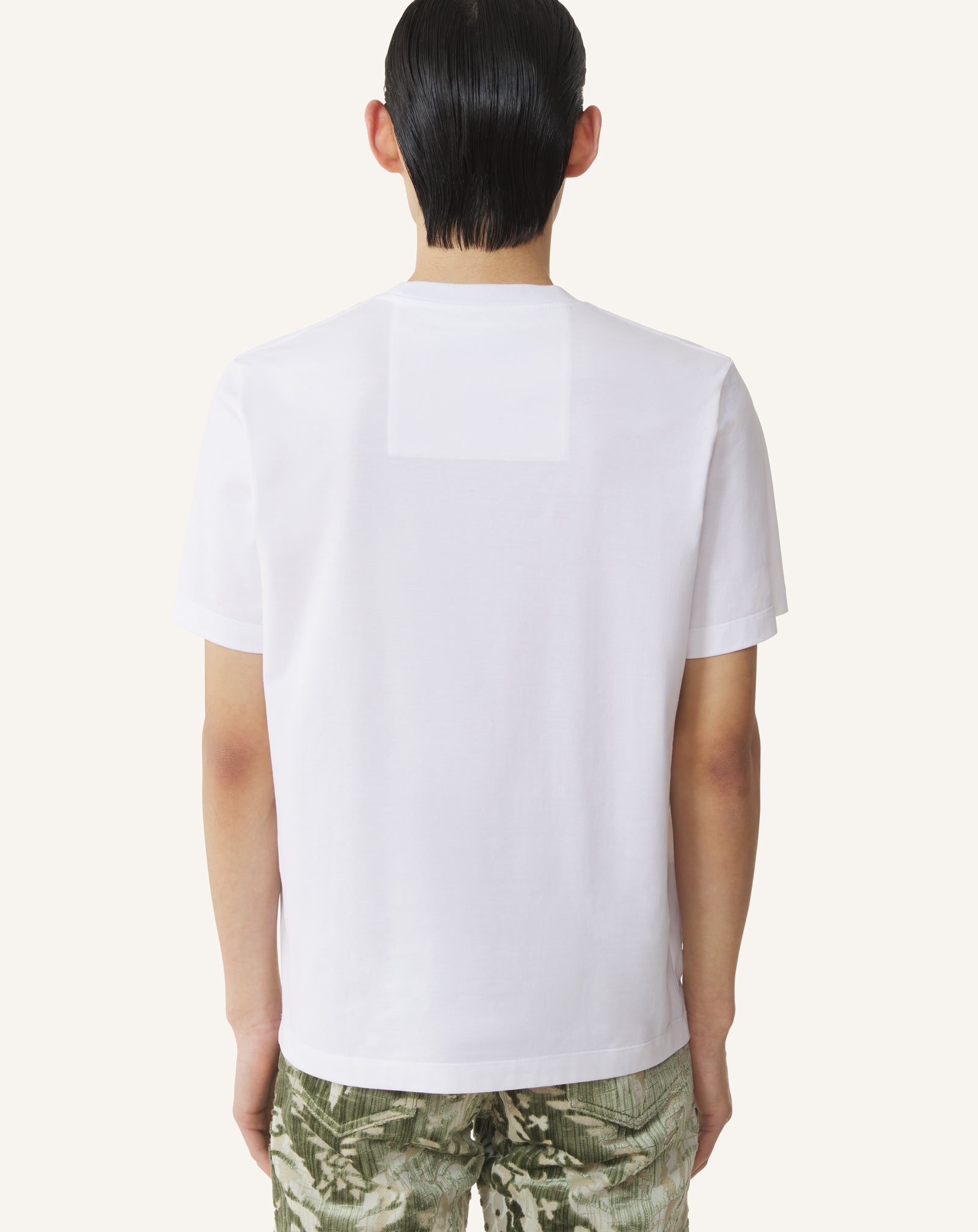 WHITE MOTHER AND CHILD FLOCKED COTTON T-SHIRT