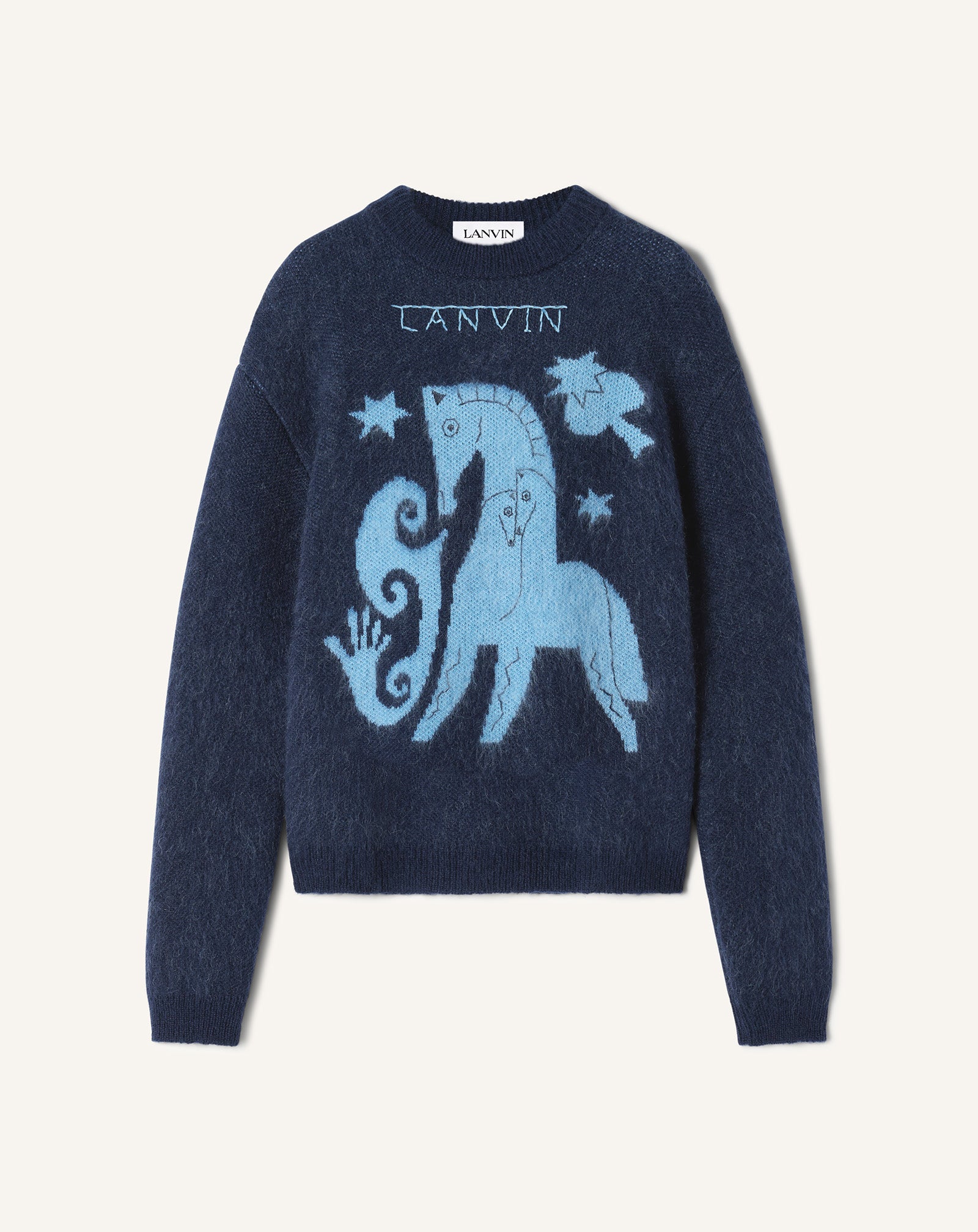 Pull En Mohair Jacquard Lunar Year Blue | Lanvin