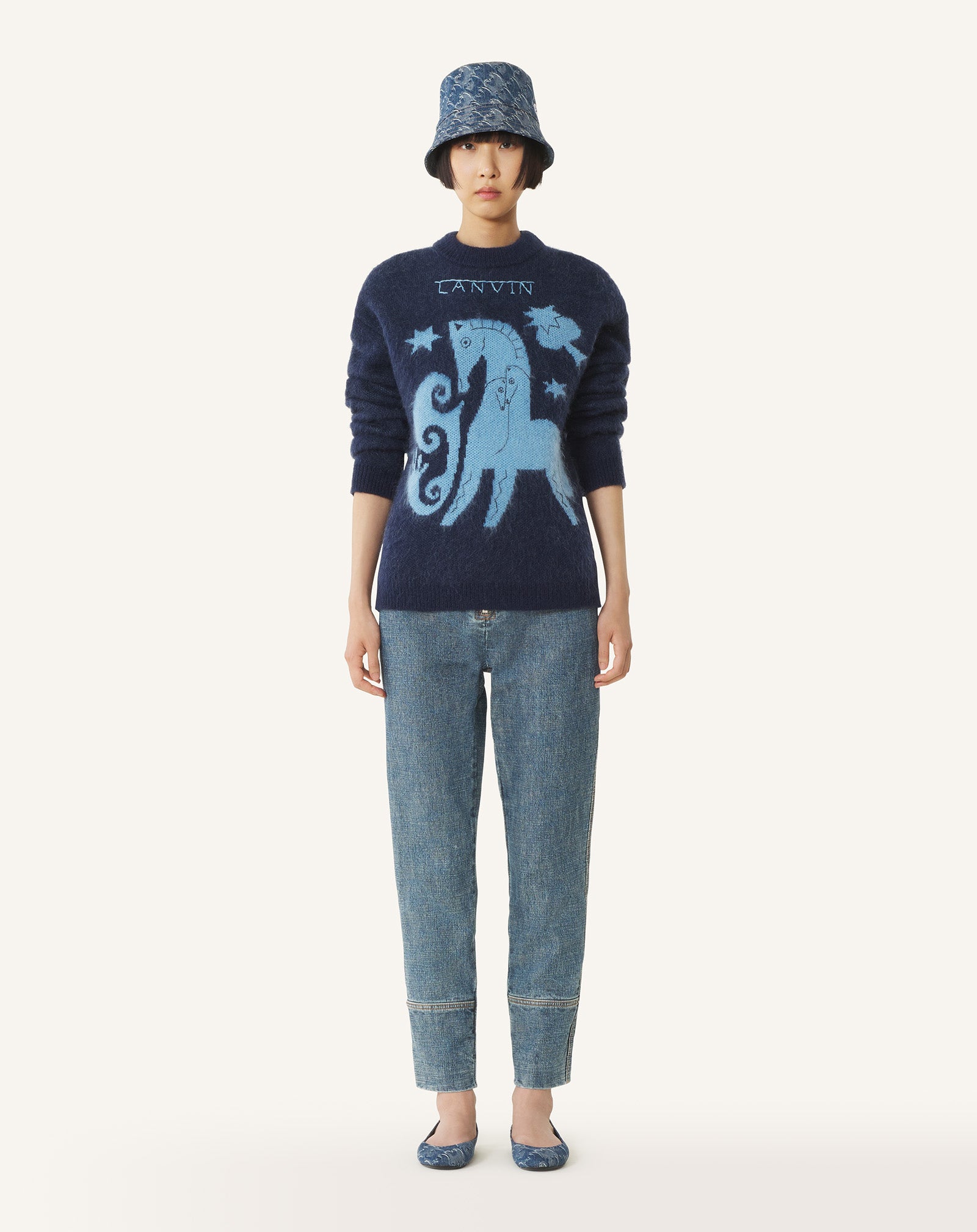 Pull En Mohair Jacquard Lunar Year Blue | Lanvin