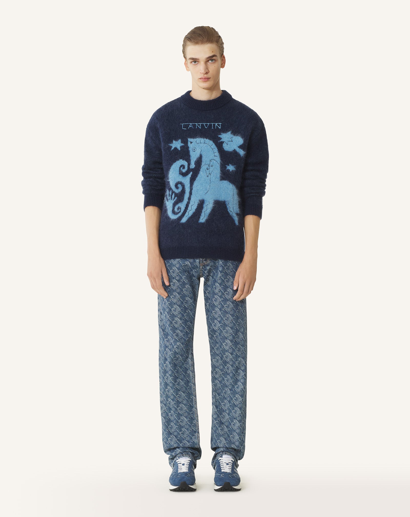 Pull En Mohair Jacquard Lunar Year Blue | Lanvin