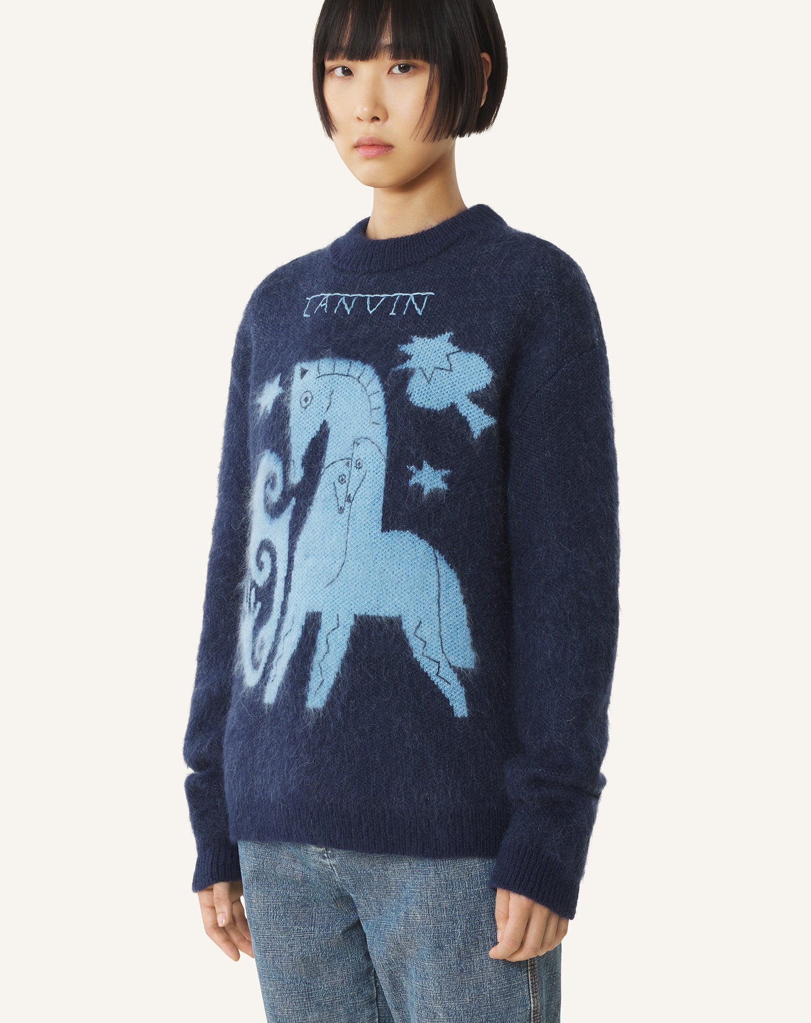 BLUE LUNAR YEAR JACQUARD MOHAIR SWEATER