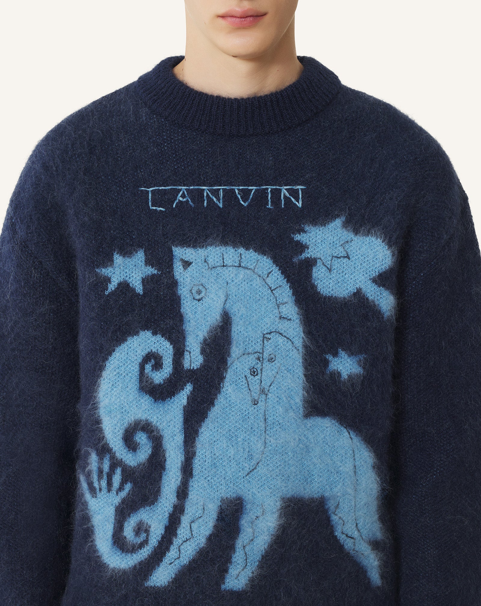 Pull En Mohair Jacquard Lunar Year Blue | Lanvin