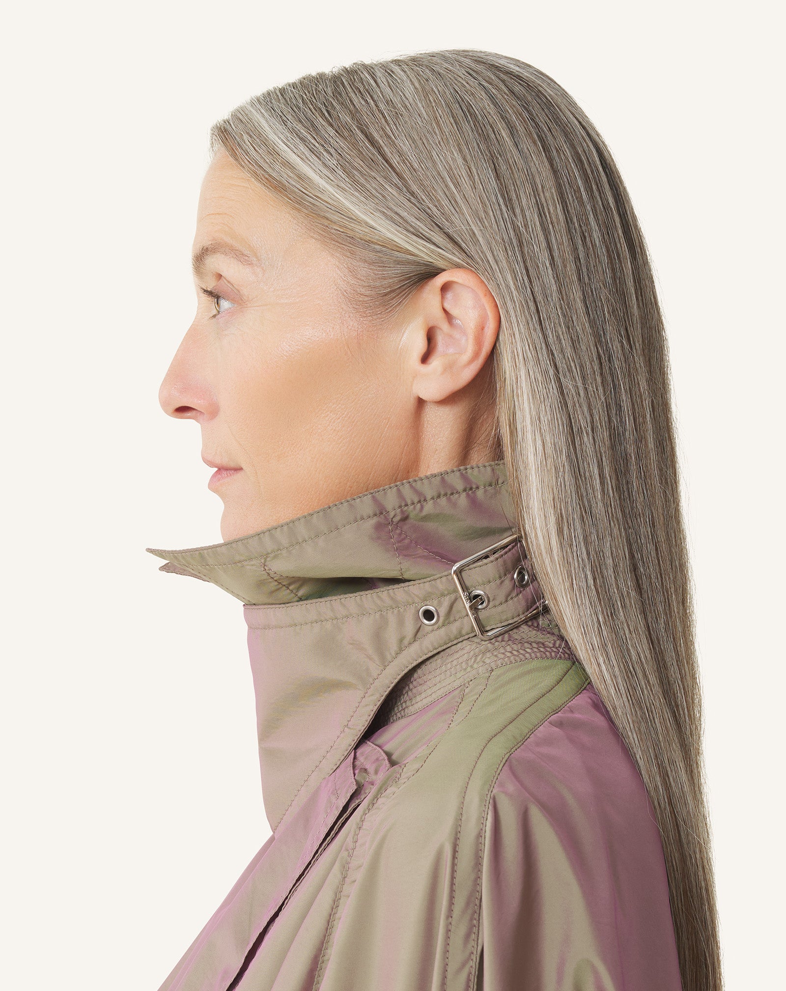 BLACK FLOWING TAFFETA TRENCH COAT