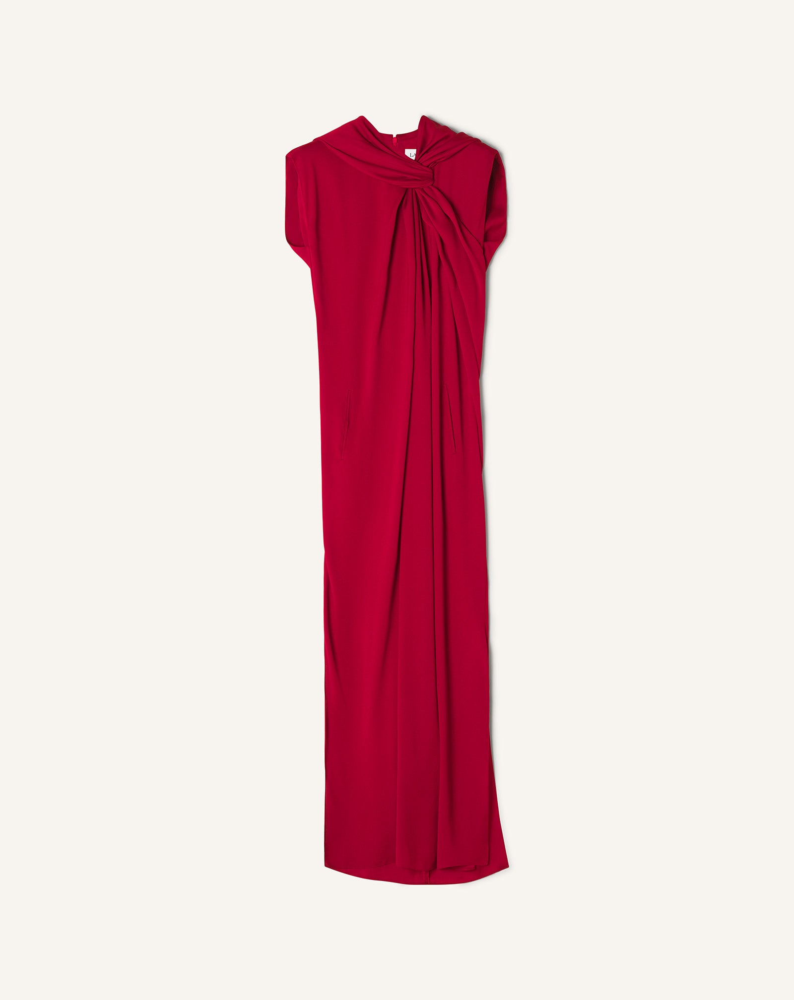 LONG SATIN KNOTTED DRESS
