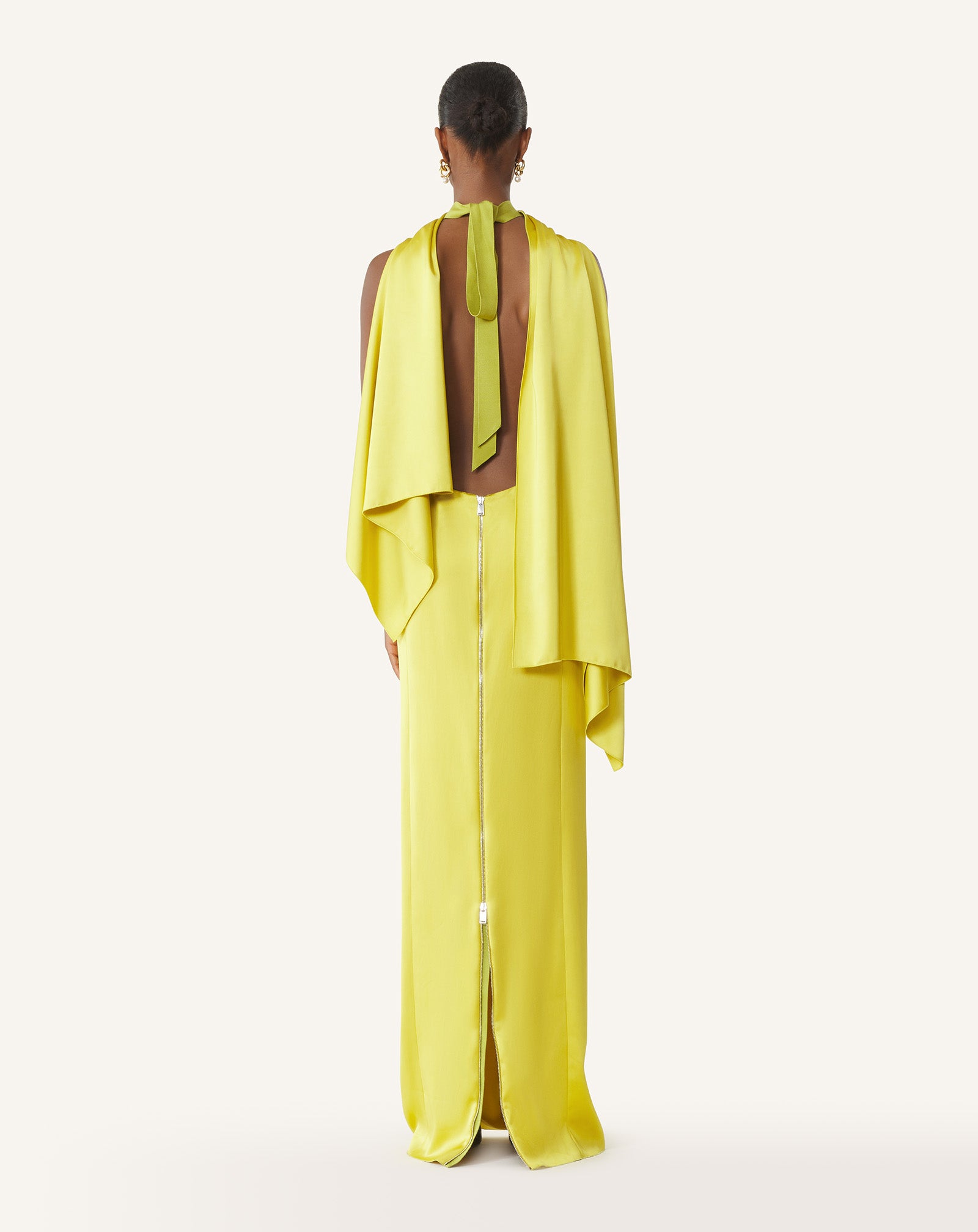 lanvin satin dress Yellow Long Satin Dress