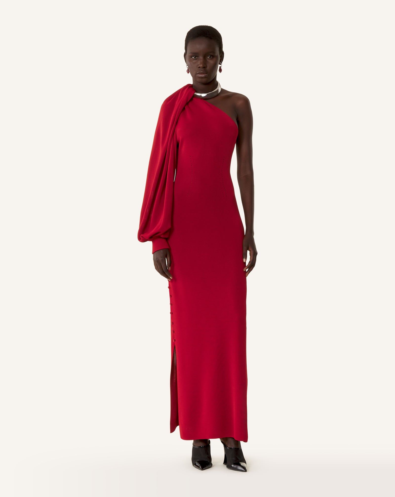 ASYMMETRICAL CHOKER DRESS IN VISCOSE