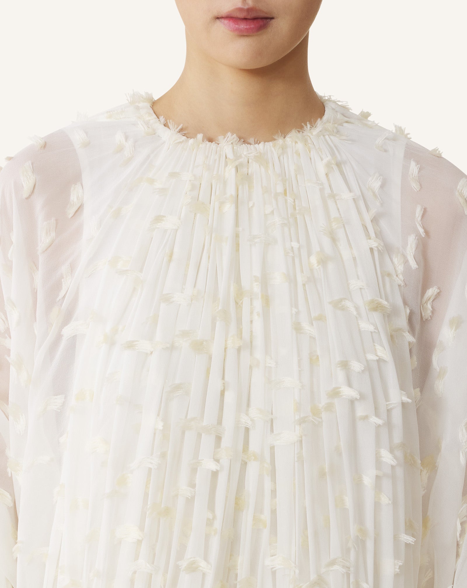 LONG-SLEEVE RUCHED DRESS