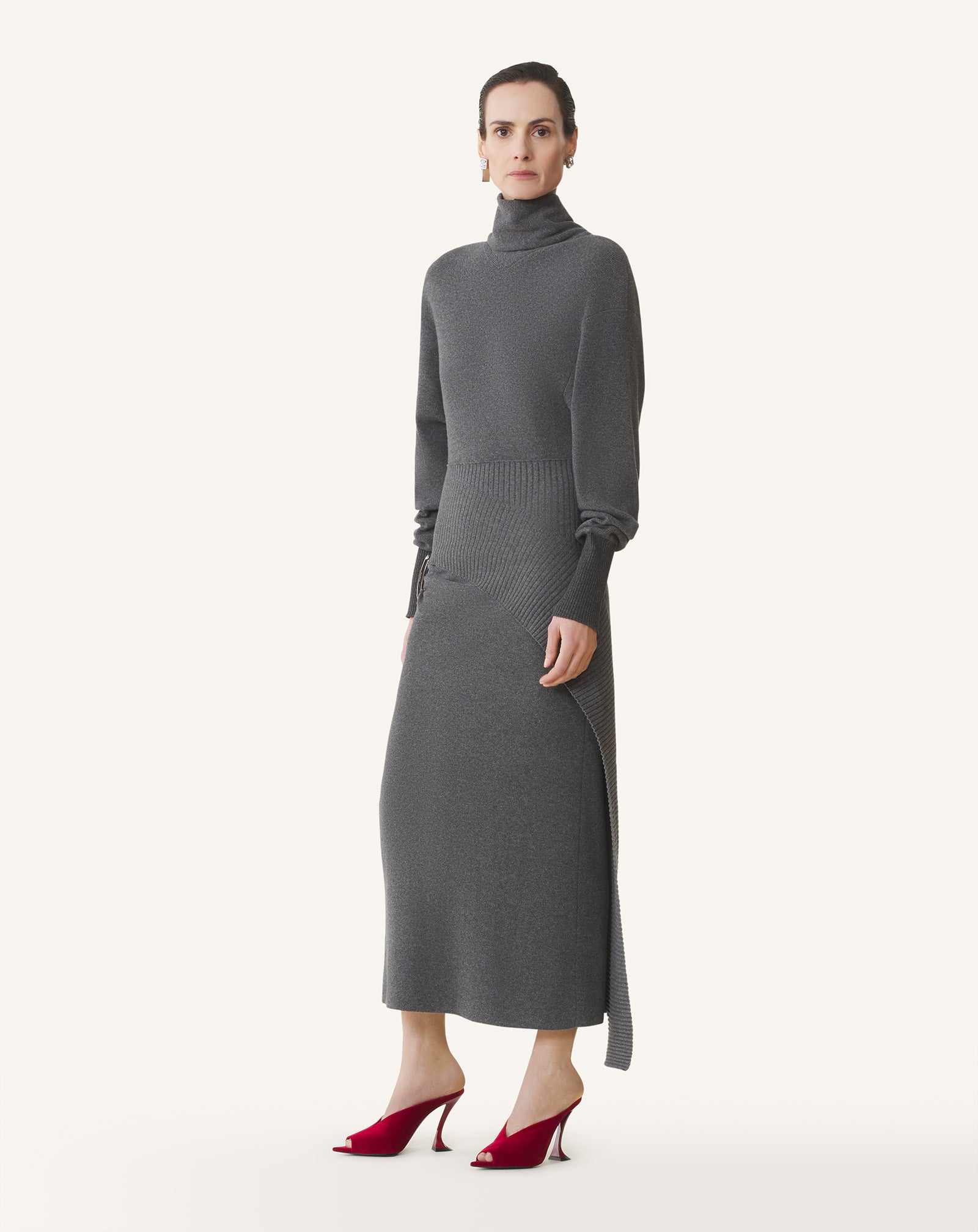 Lanvin - Wool And Cashmere Midi Dress For Women - Dove - Size S Lanvin - Wool And Cashmere Midi Dress For Women - Dove - Size S