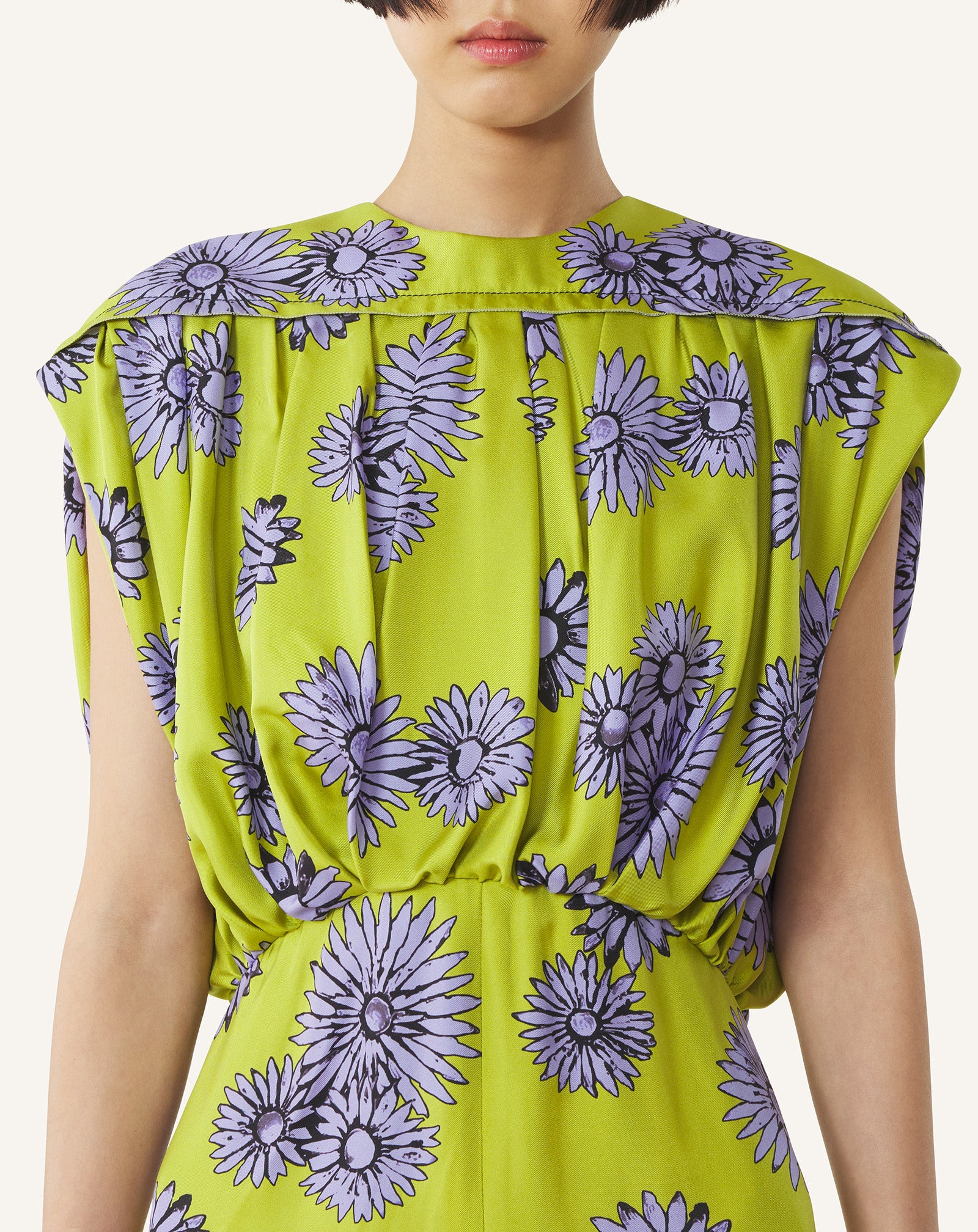 lanvin green silk dress Green Printed Silk Midi Dress