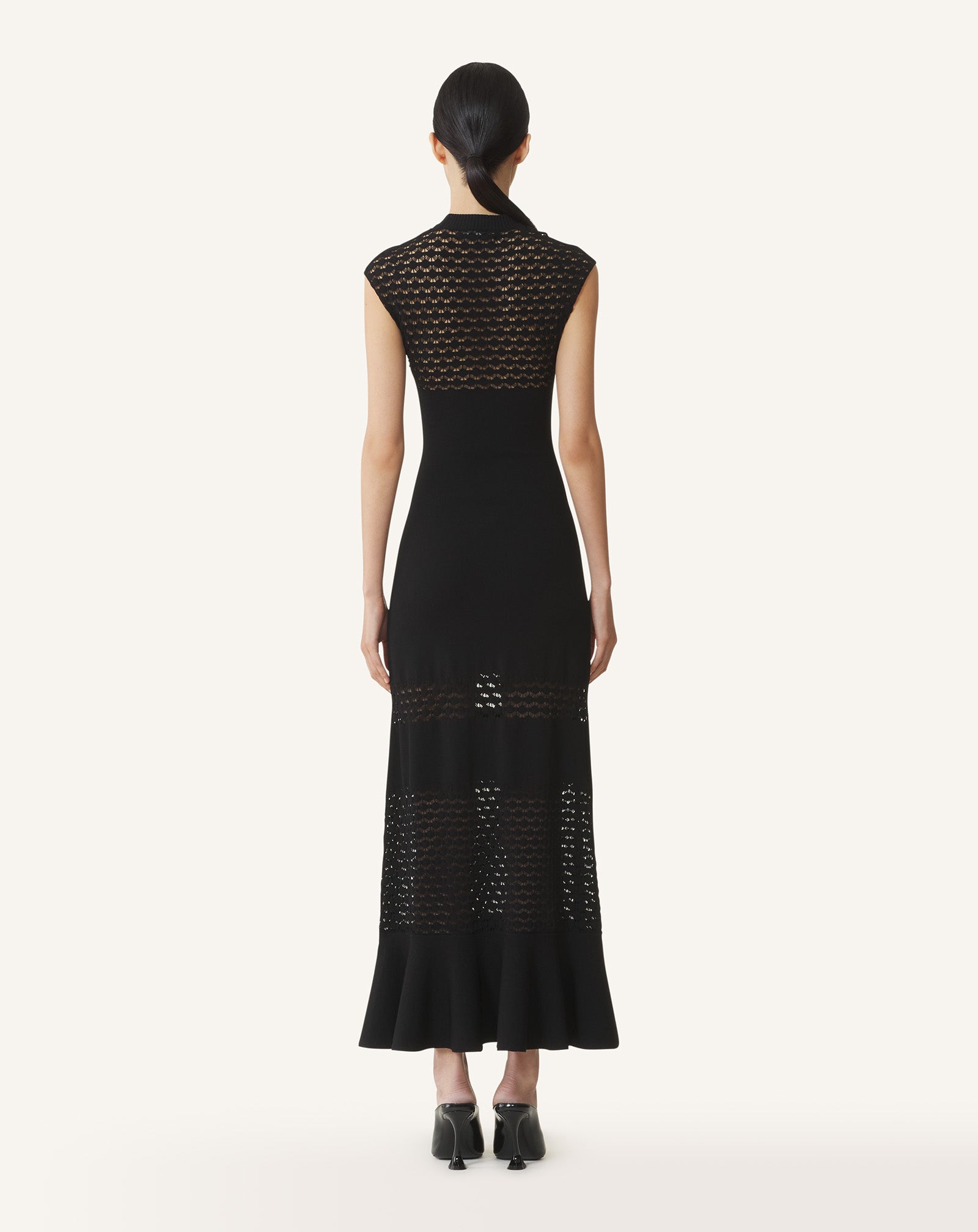 Lanvin - Lace Detail Dress In Viscose For Women - Black - Size M Lanvin - Lace Detail Dress In Viscose For Women - Black - Size M