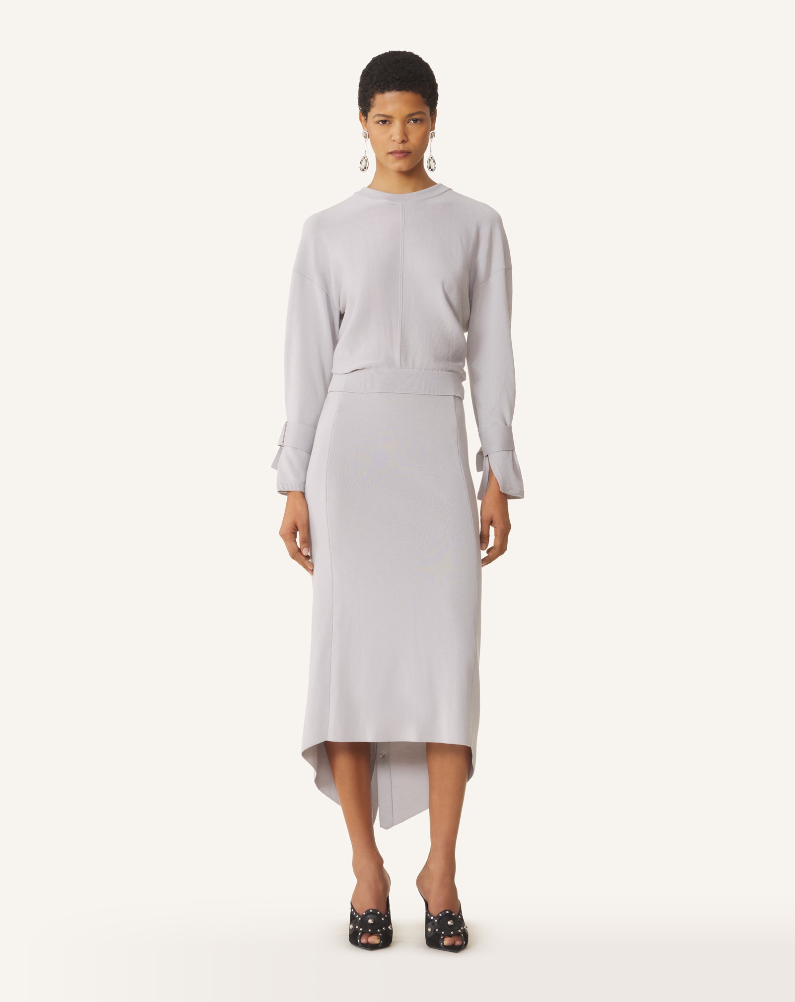 WHITE LONG SILK DRESS WITH BACK TIE