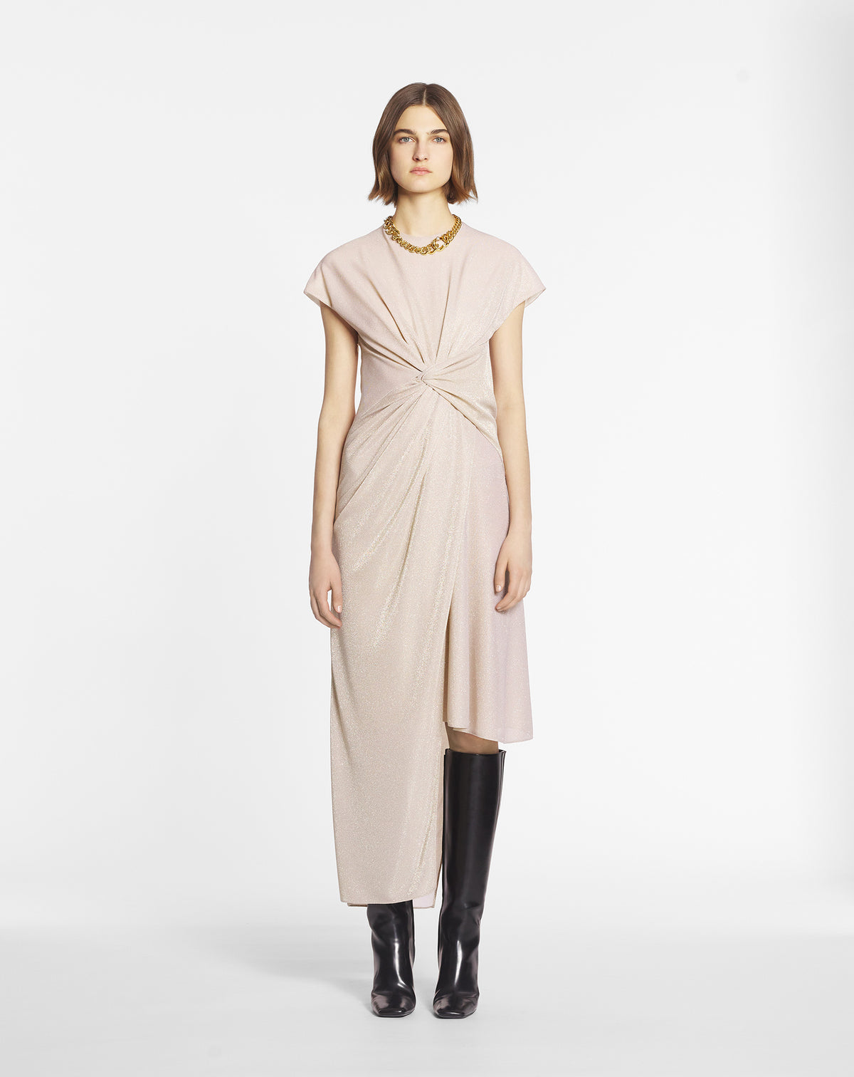 ASYMMETRICAL DRESS IN LUREX