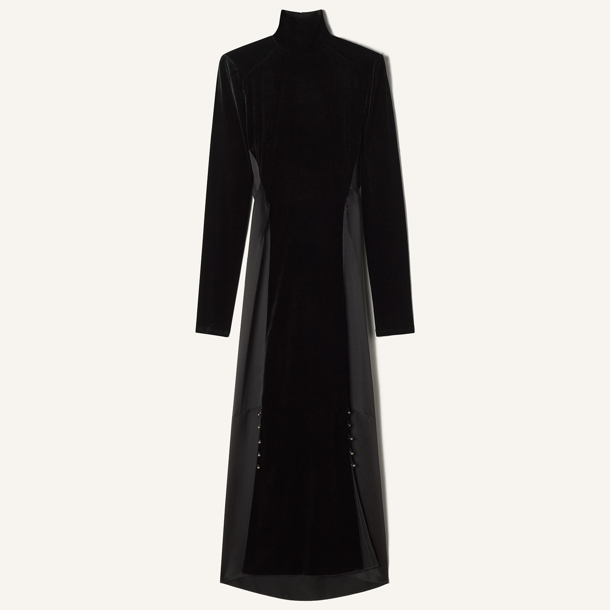 chinese dress ladies THE MYSTYLEMODE BLACK LONG SLEEVE DOUBLE LINED SUEDE DRESS