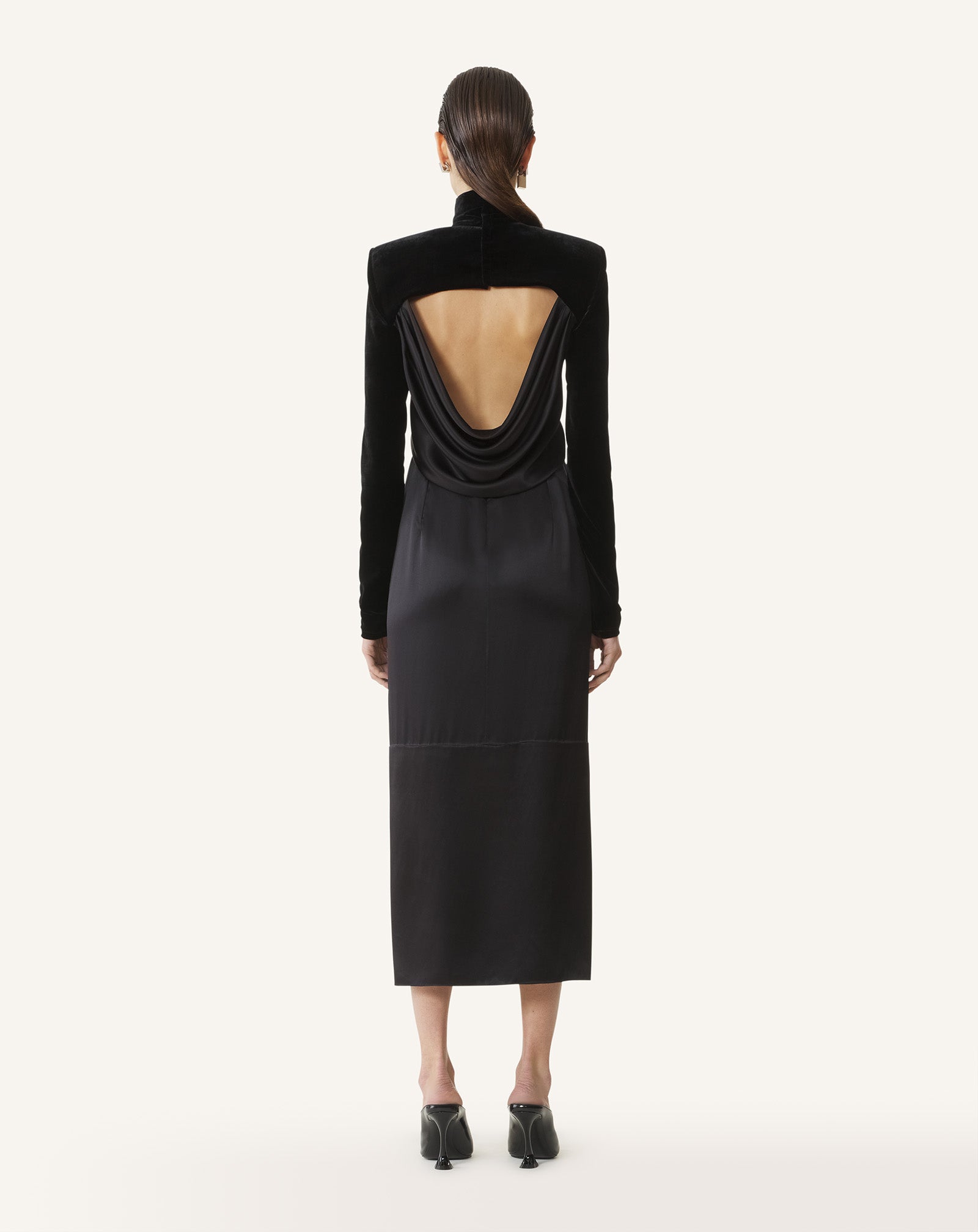 Lanvin Women's Velvet Midi Dress - Black - Size 6 Lanvin Women's Velvet Midi Dress - Black - Size 6