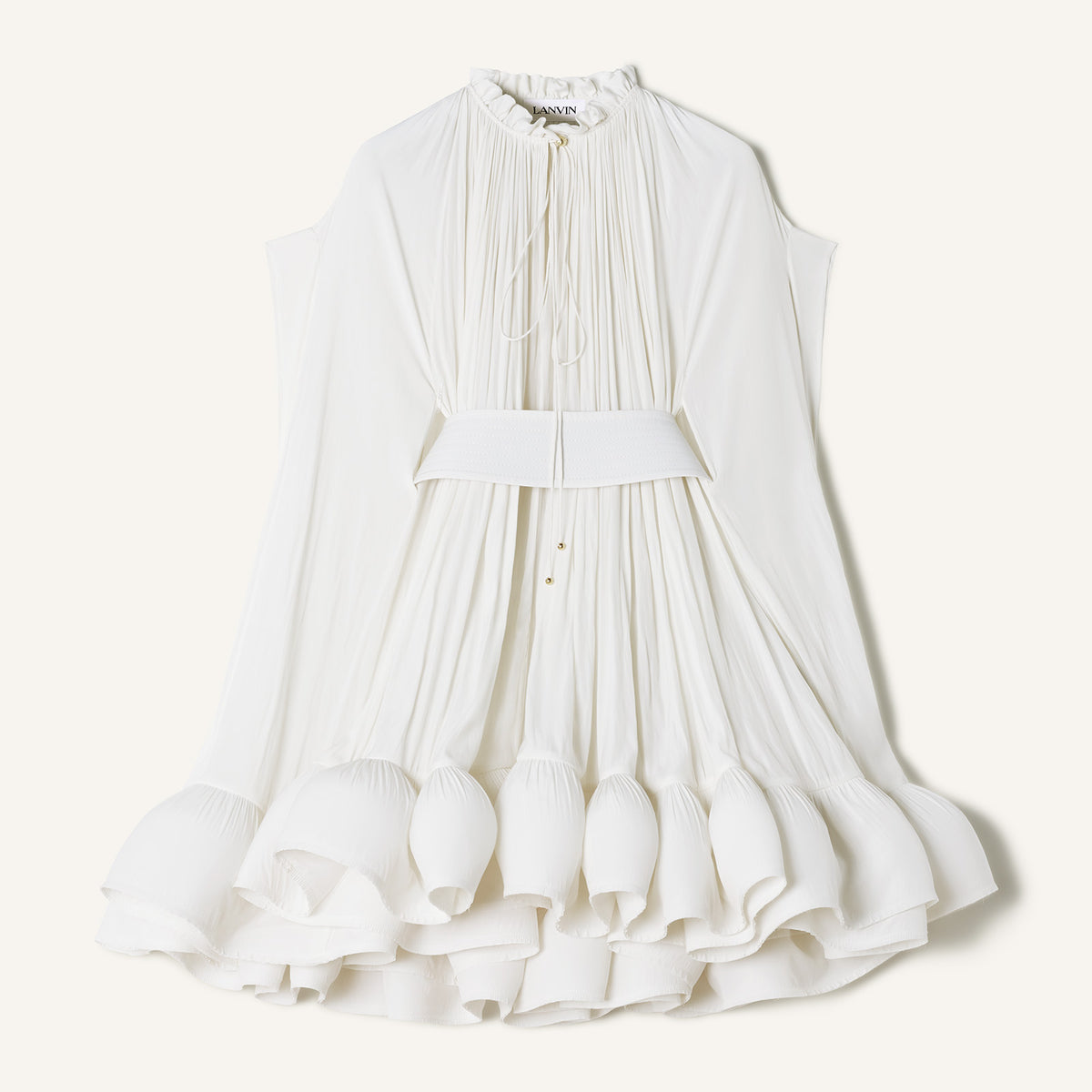 lanvin dress white Lanvin, Bow-back crystal-embellished silk-faille gown New Wedding Save 26% hem dress from Lanvin featuring white Sleeveless Pleated Midi Dress For