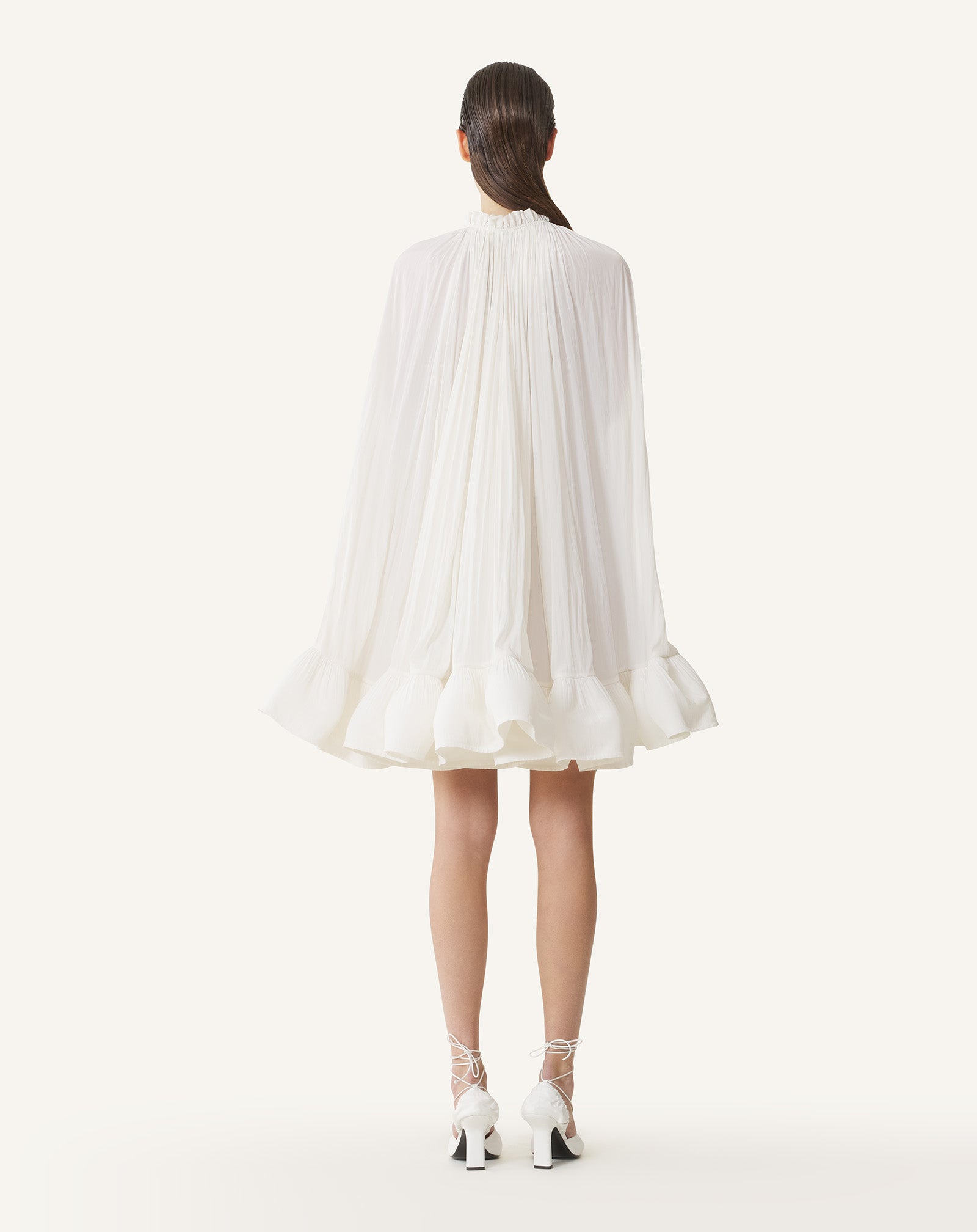 Lanvin - Short Charmeuse Dress For Women - Off White Lanvin - Short Charmeuse Dress For Women - Off White